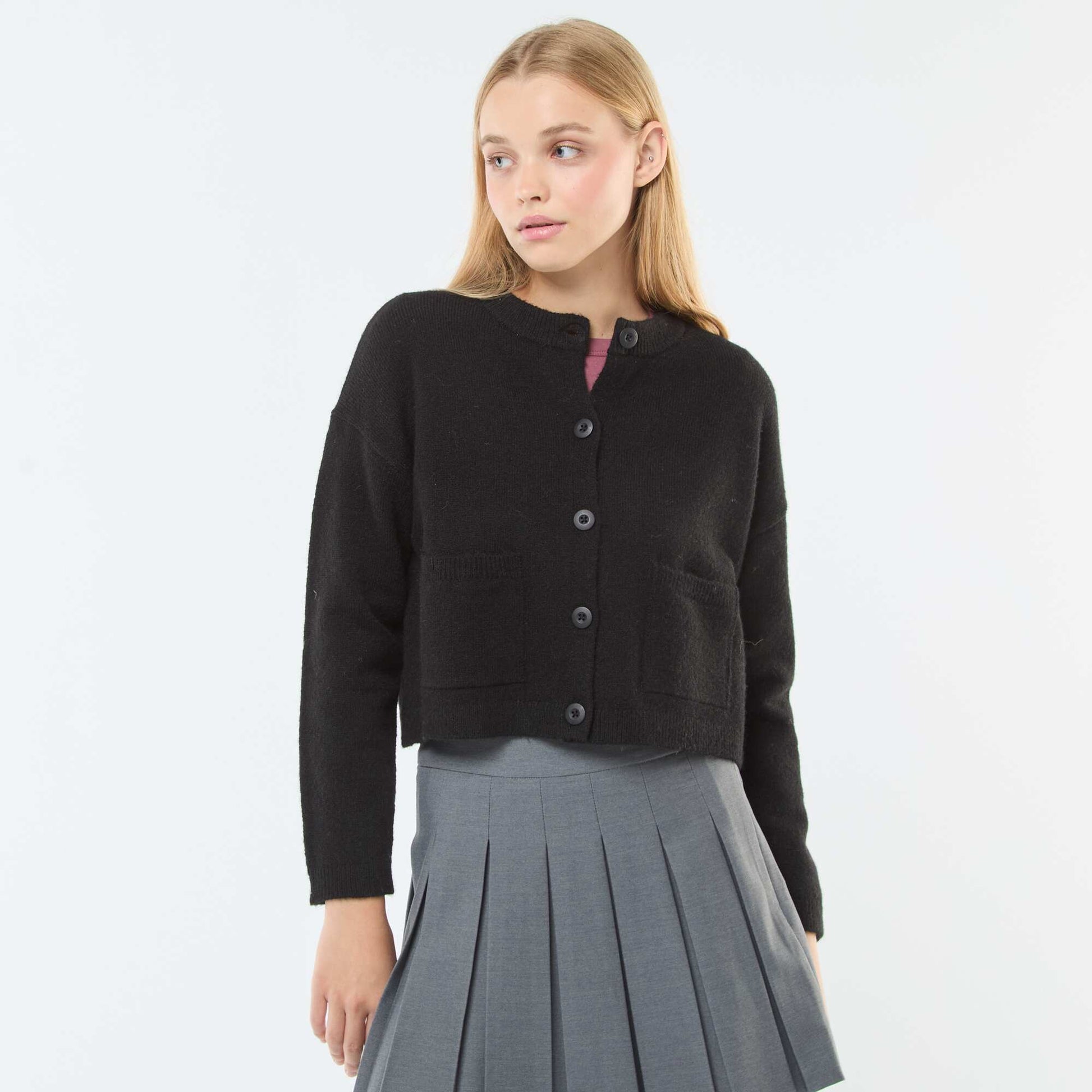 Gilet cropped en maille NOIR