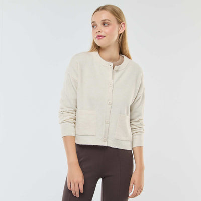 Gilet cropped en maille BEIGE