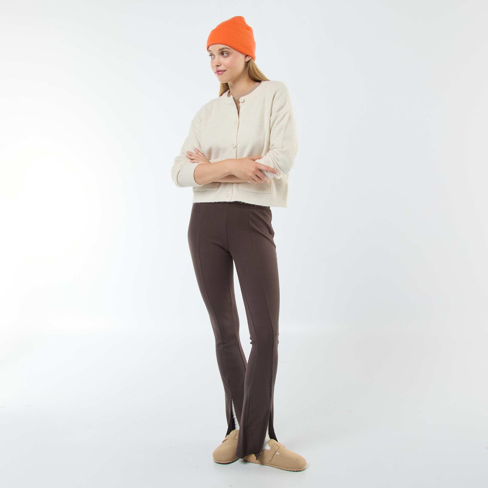 Gilet cropped en maille BEIGE