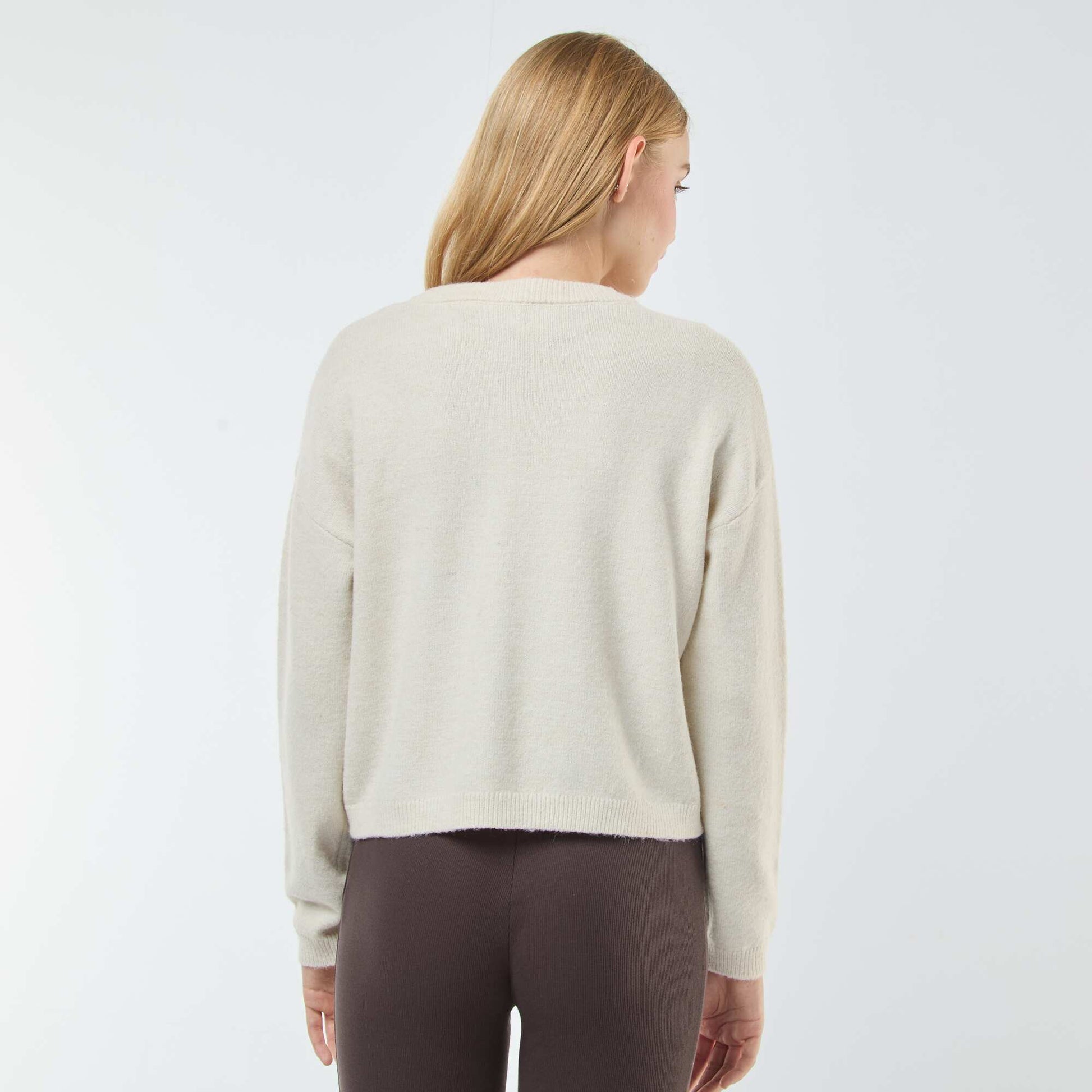 Gilet cropped en maille BEIGE