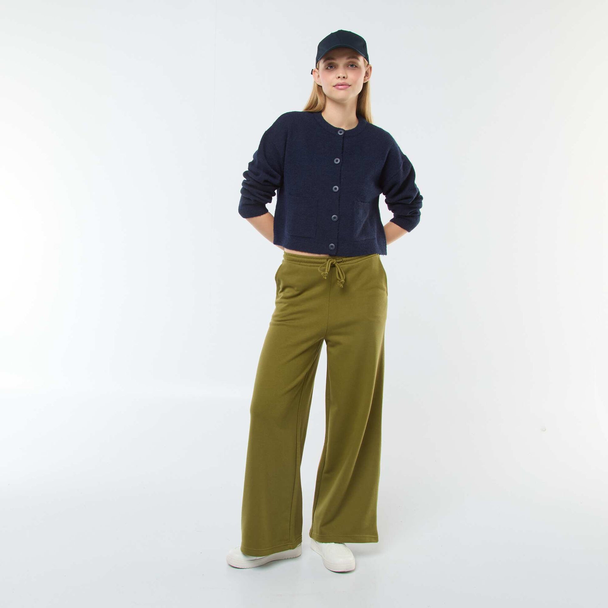 Gilet cropped en maille BLEU MARINE