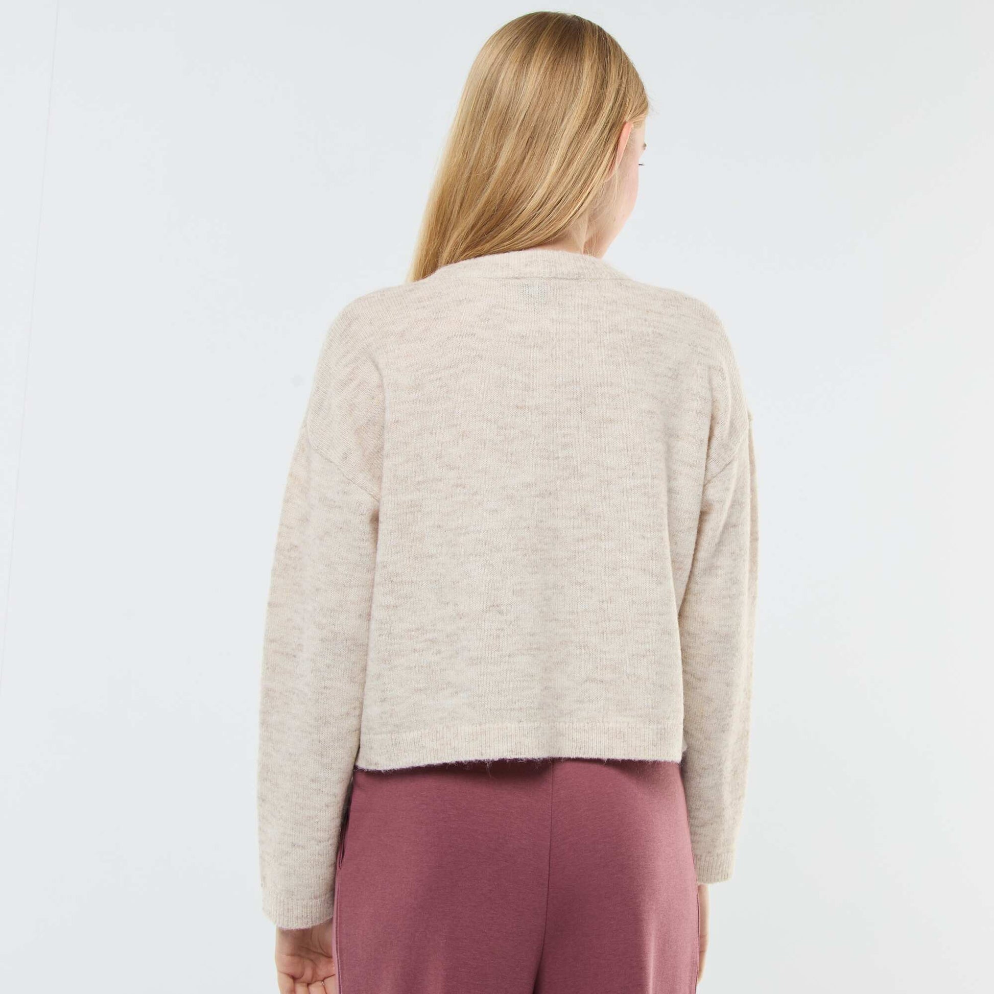 Gilet cropped en maille BEIGE CLAIR
