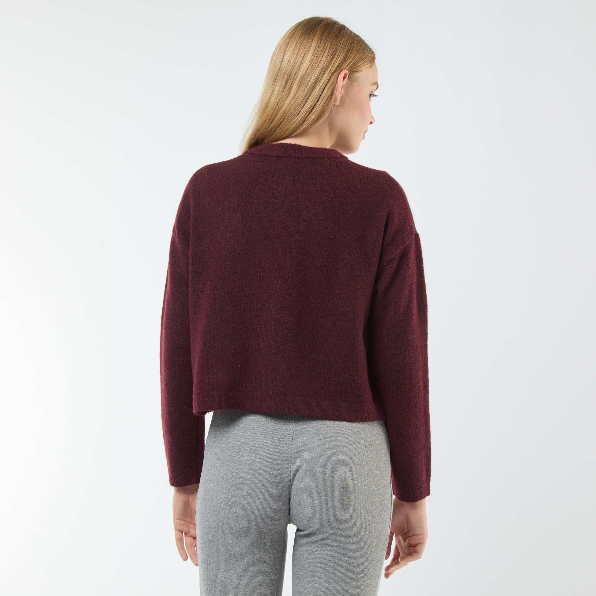 Gilet cropped en maille BORDEAUX