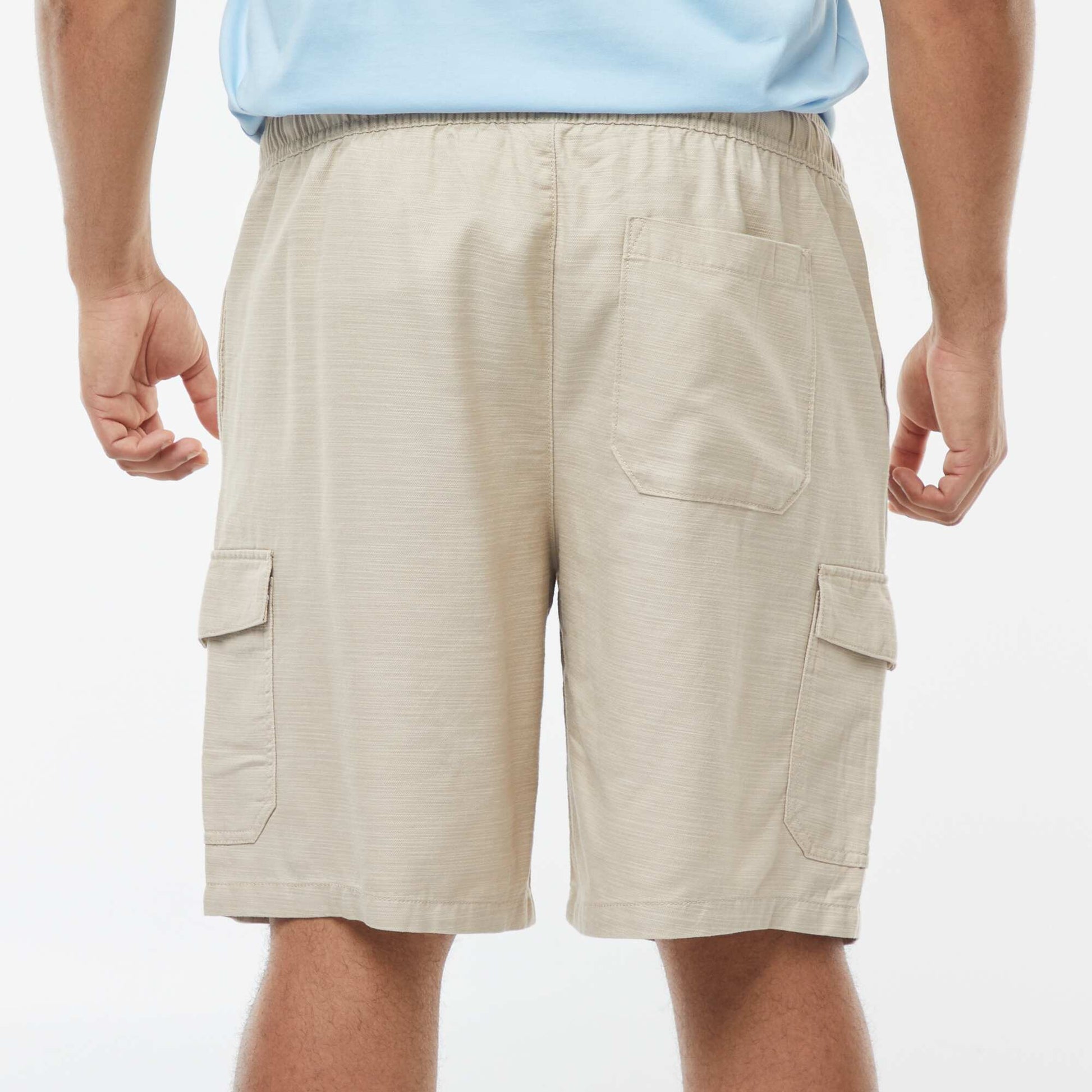Bermuda uni en twill avec poches latérales BEIGE