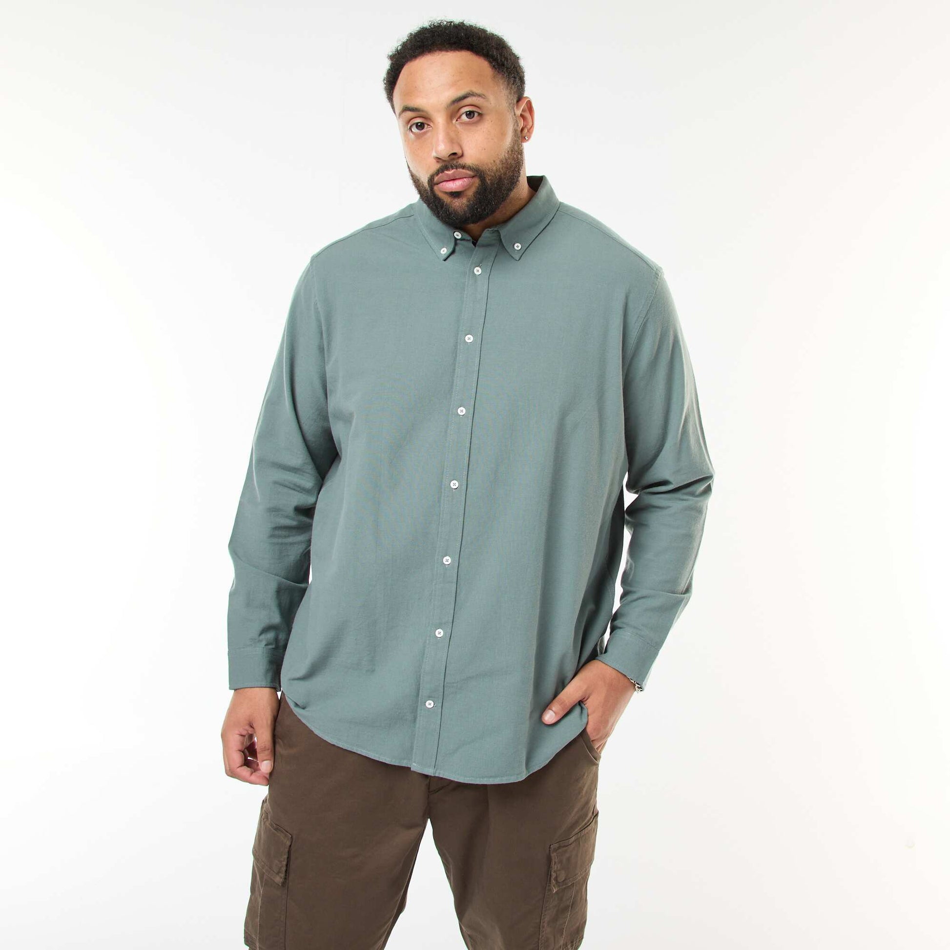 Chemise oxford droite unie VERT