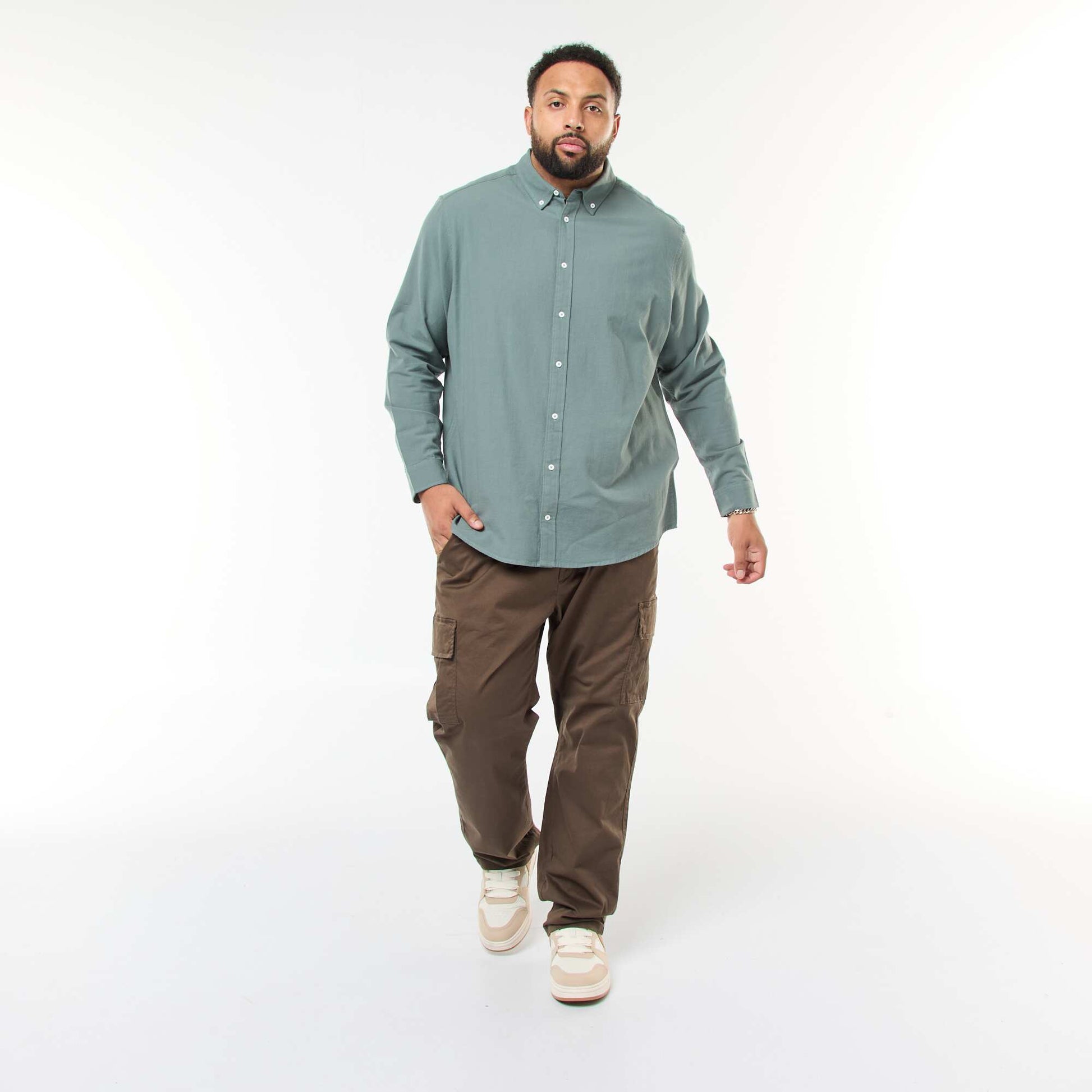 Chemise oxford droite unie VERT