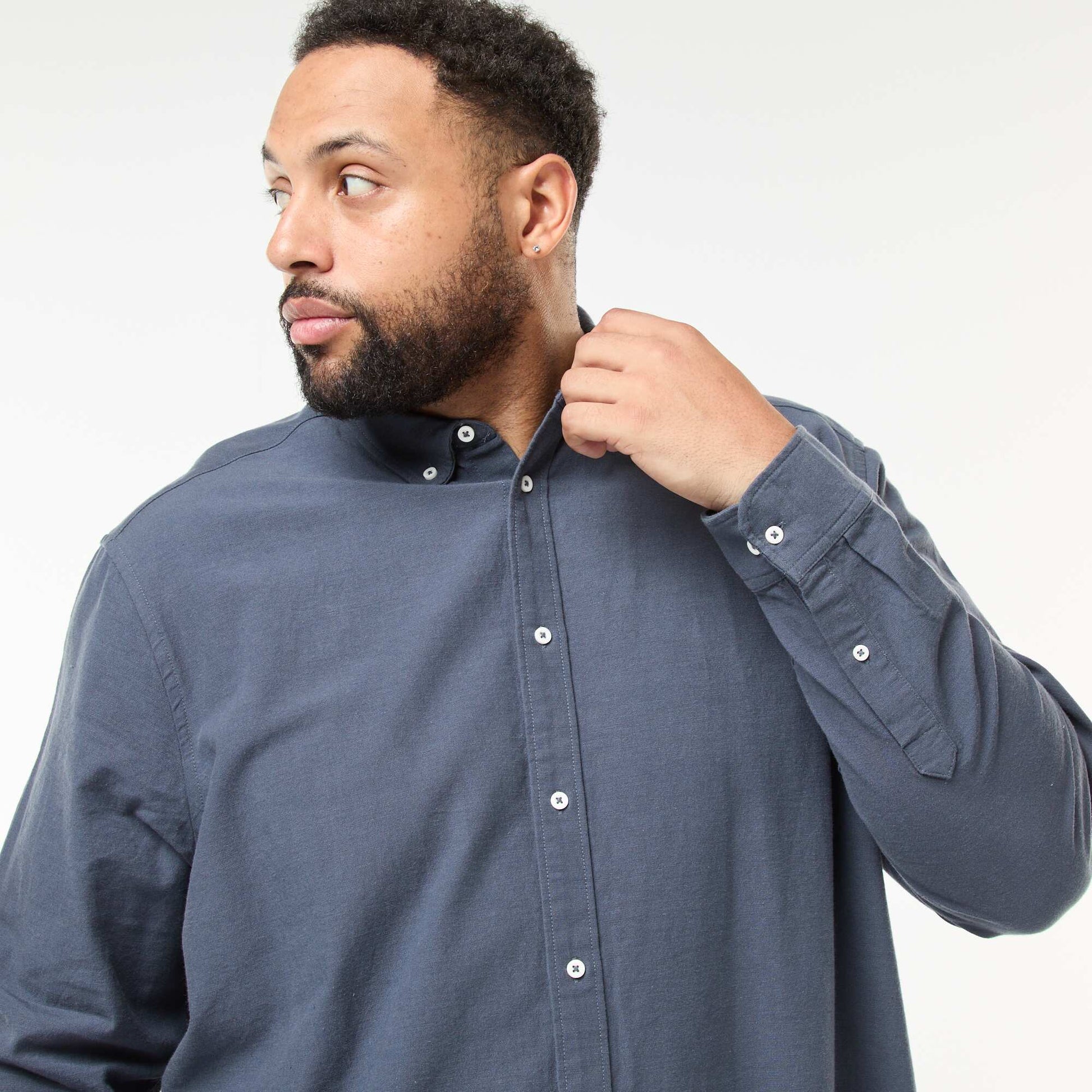 Chemise oxford droite unie BLEU