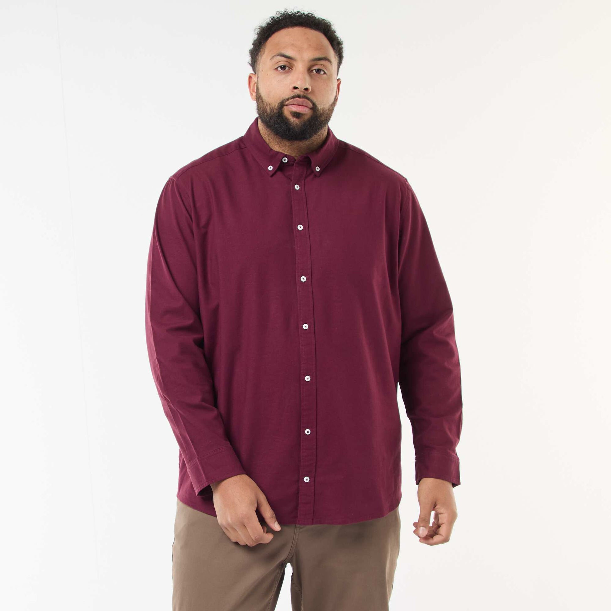 Chemise oxford droite unie BORDEAUX