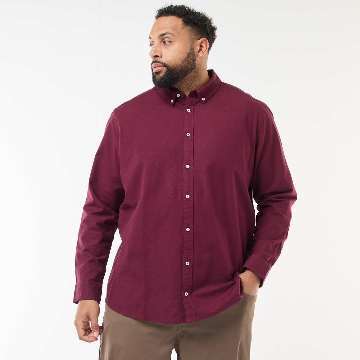 Chemise oxford droite unie BORDEAUX