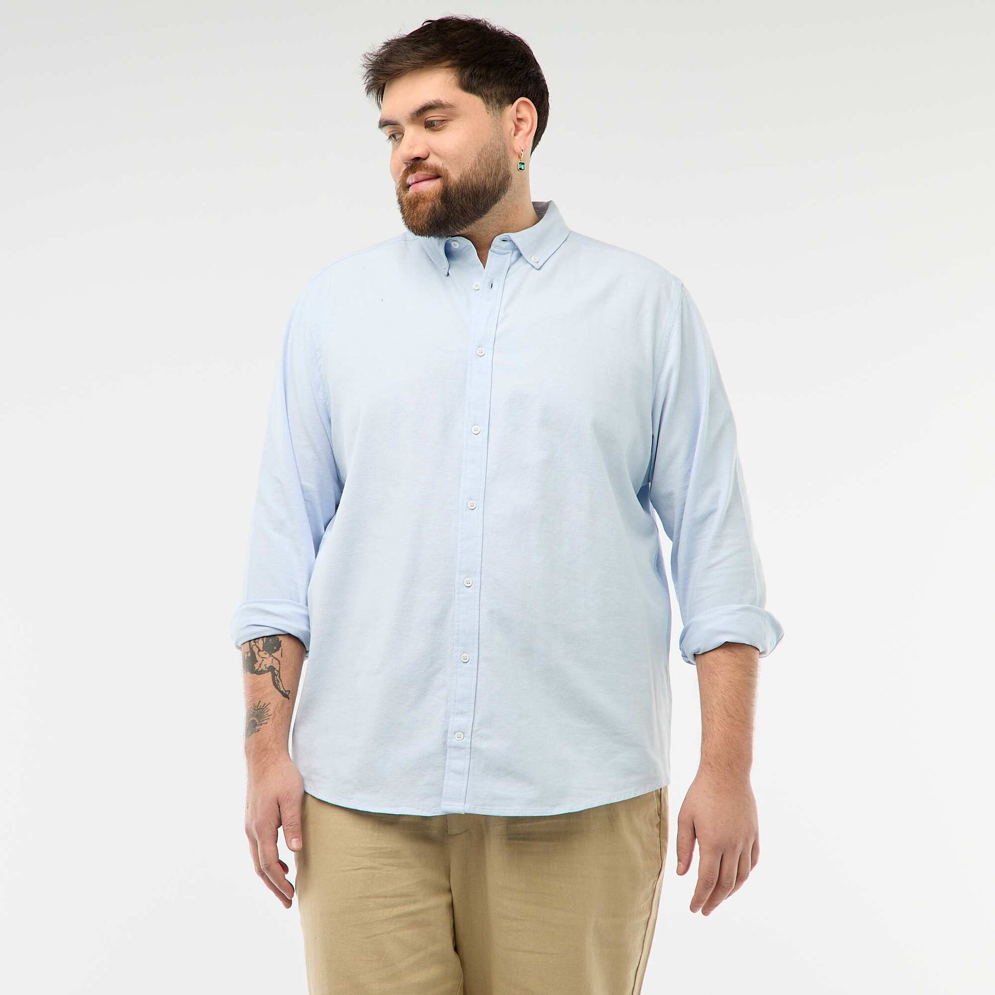 Chemise oxford droite unie BLEU