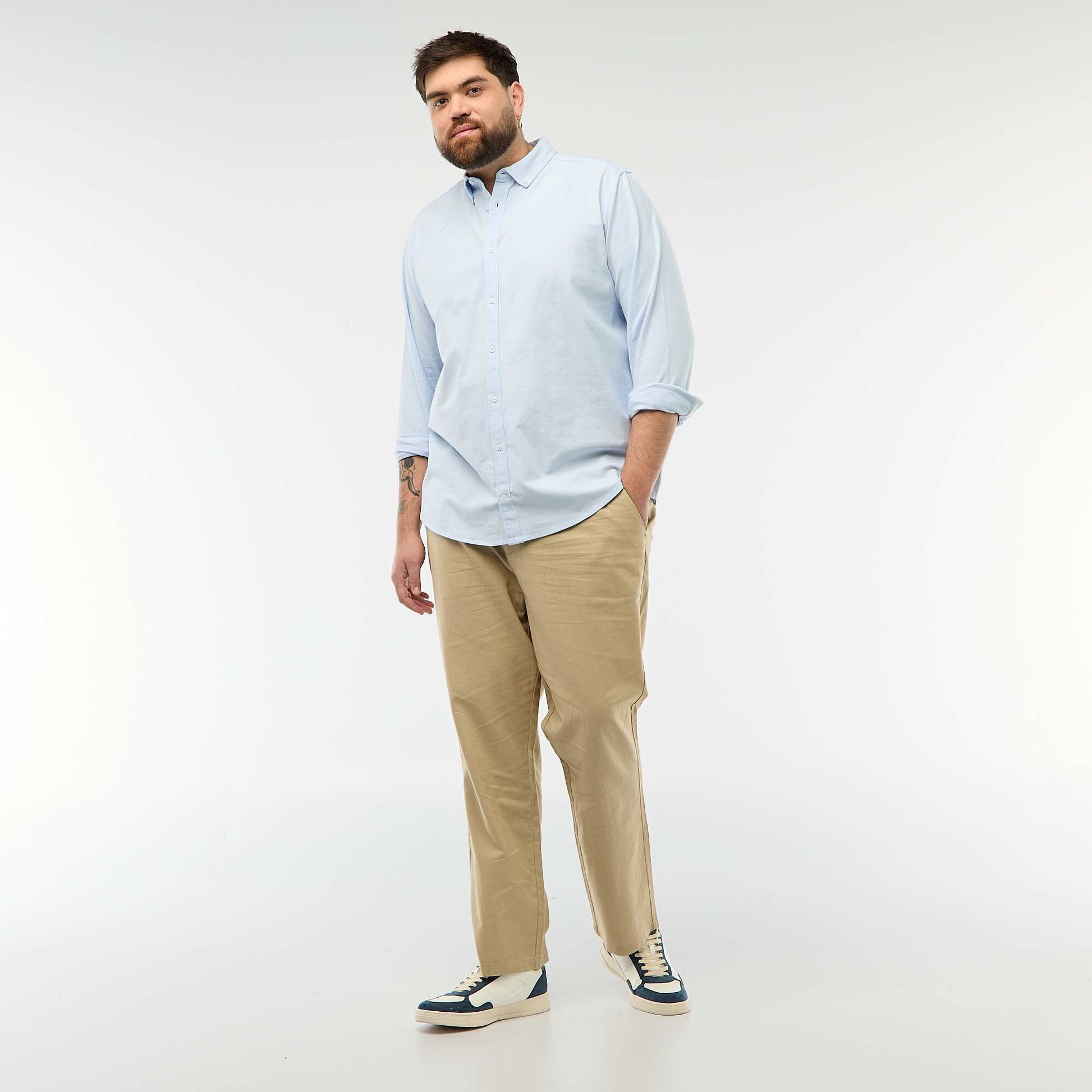 Chemise oxford droite unie BLEU