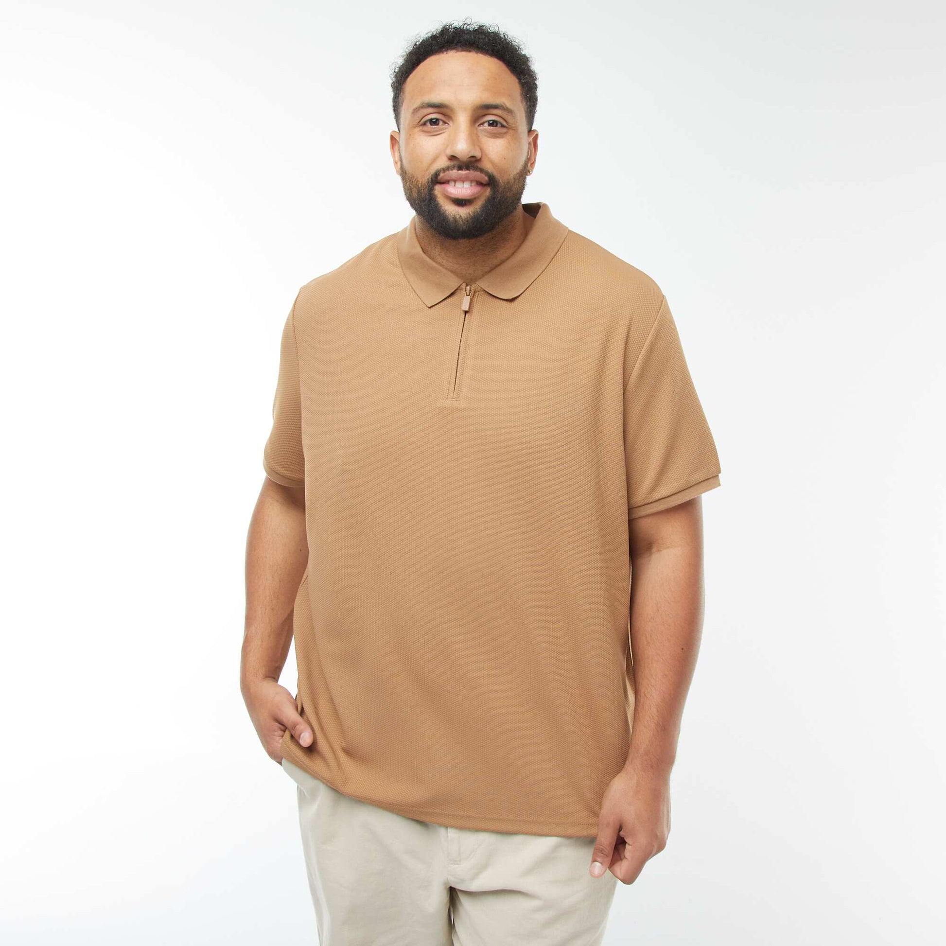 Polo en piqué de coton BEIGE