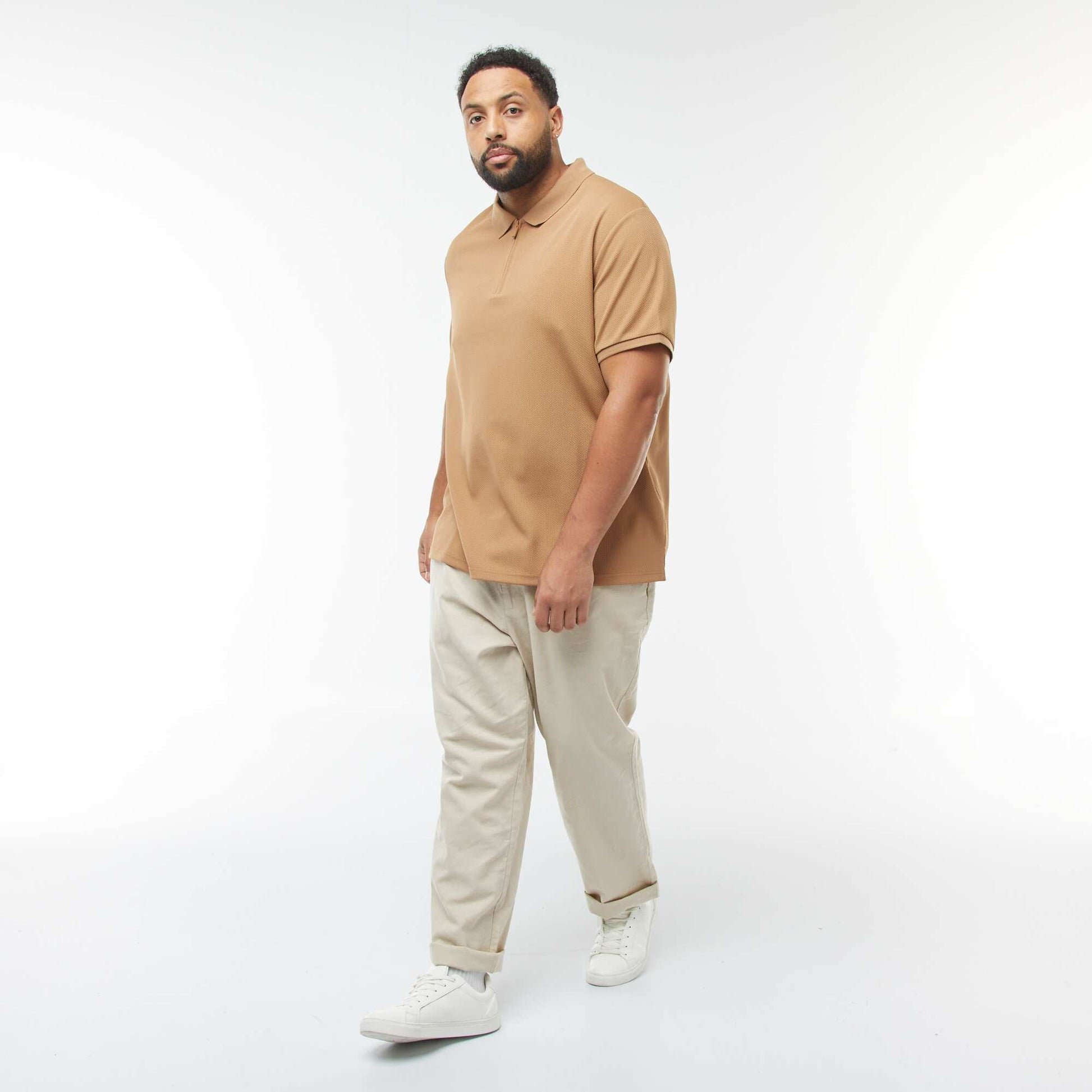 Polo en piqué de coton BEIGE