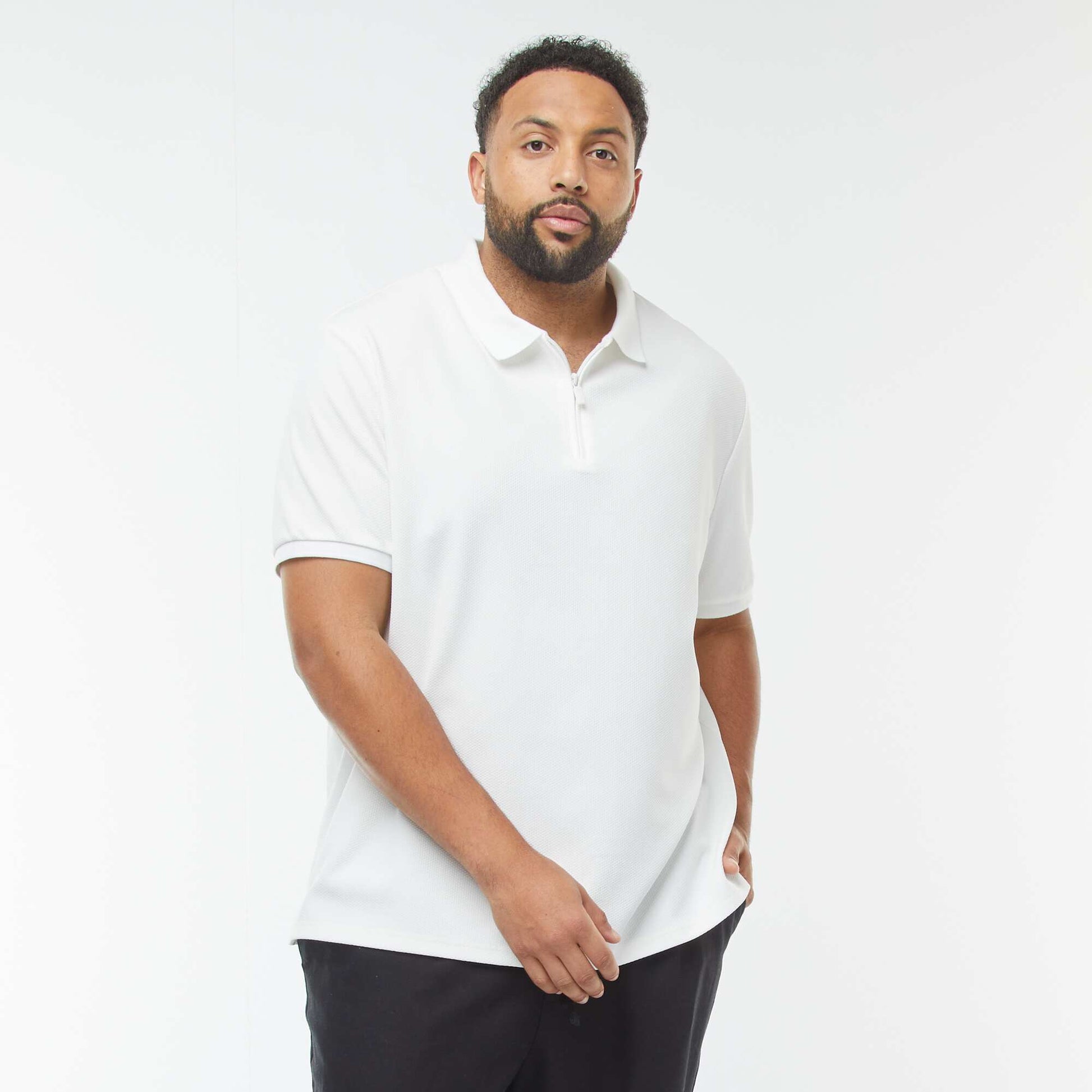 Polo en piqué de coton BLANC