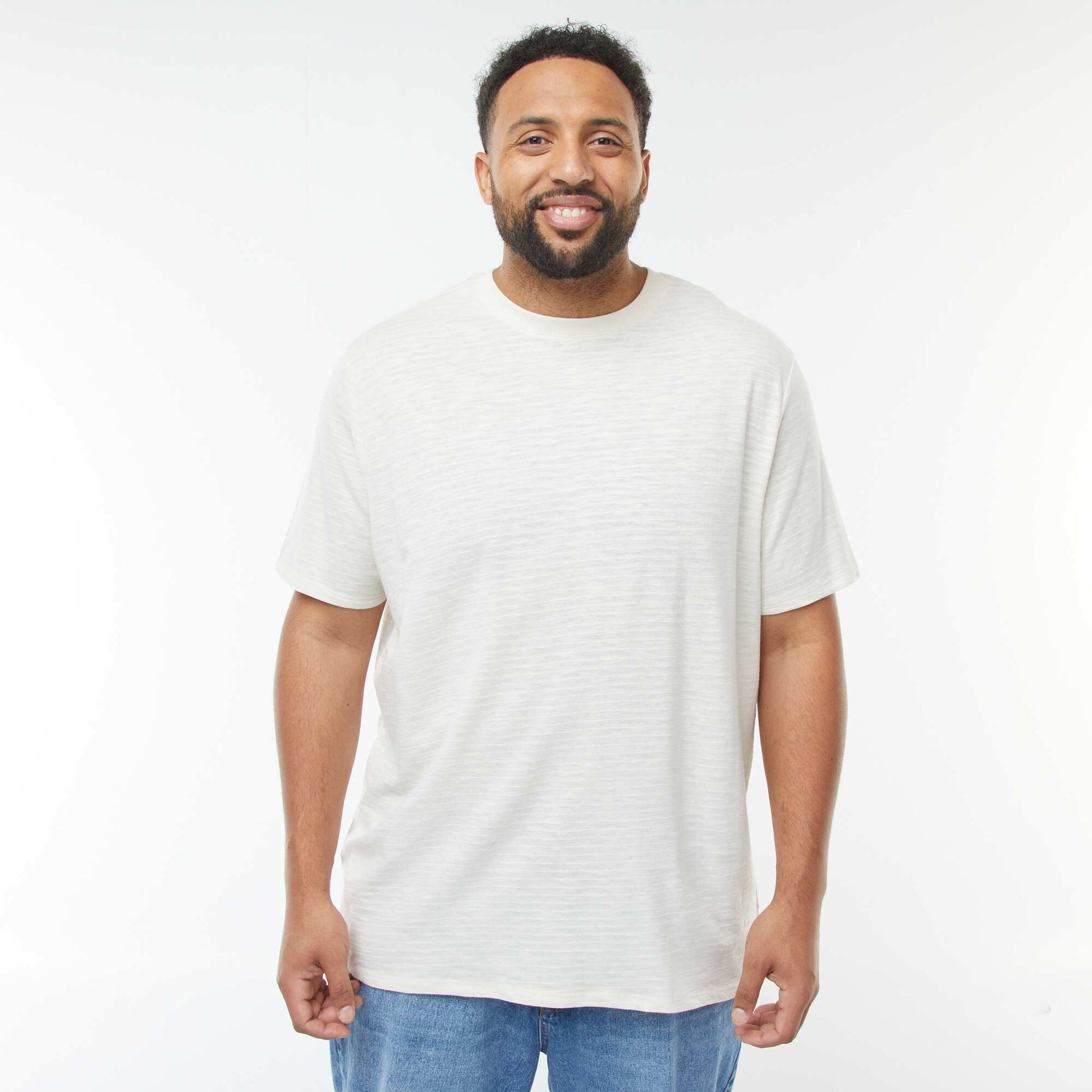 T-shirt à manches courtes en maille texturée BLANC