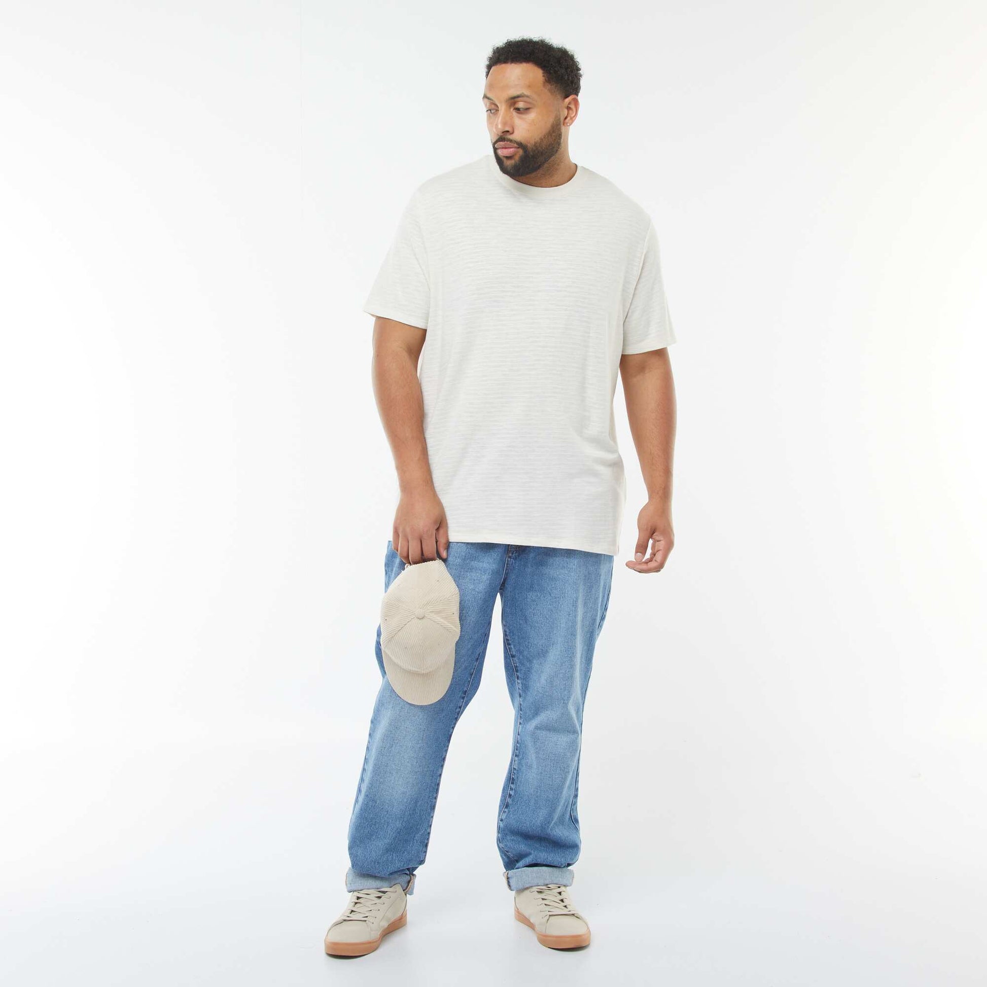 T-shirt à manches courtes en maille texturée BLANC