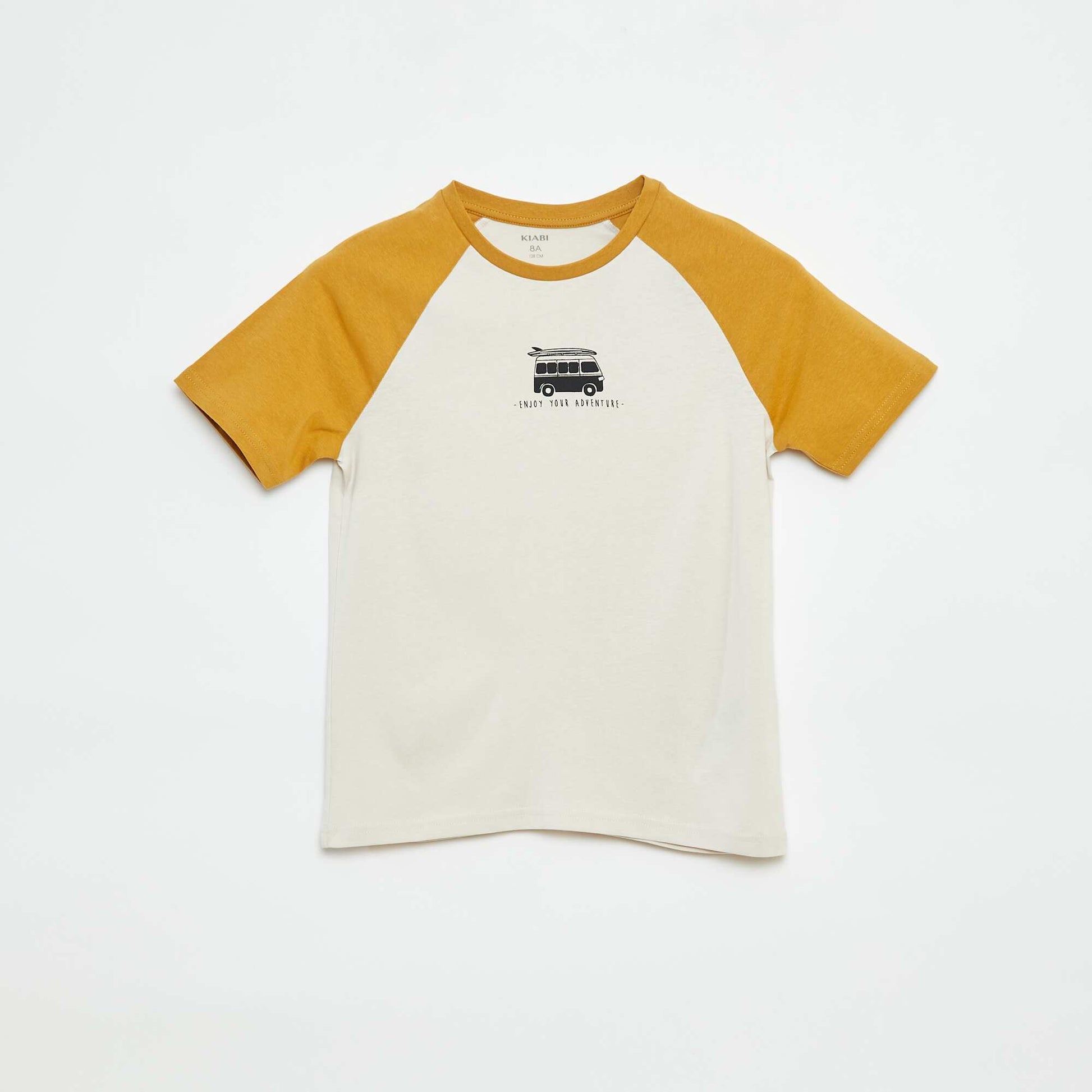 Tee-shirt imprimé avec manches courtes raglan JAUNE