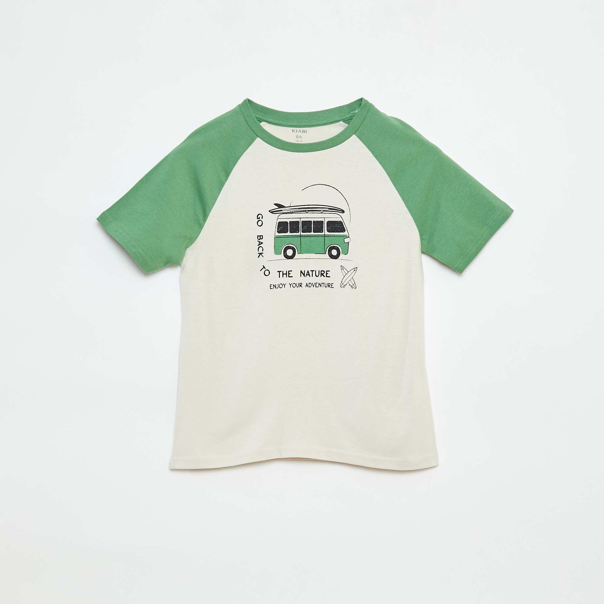 Tee-shirt imprimé avec manches courtes raglan VERT
