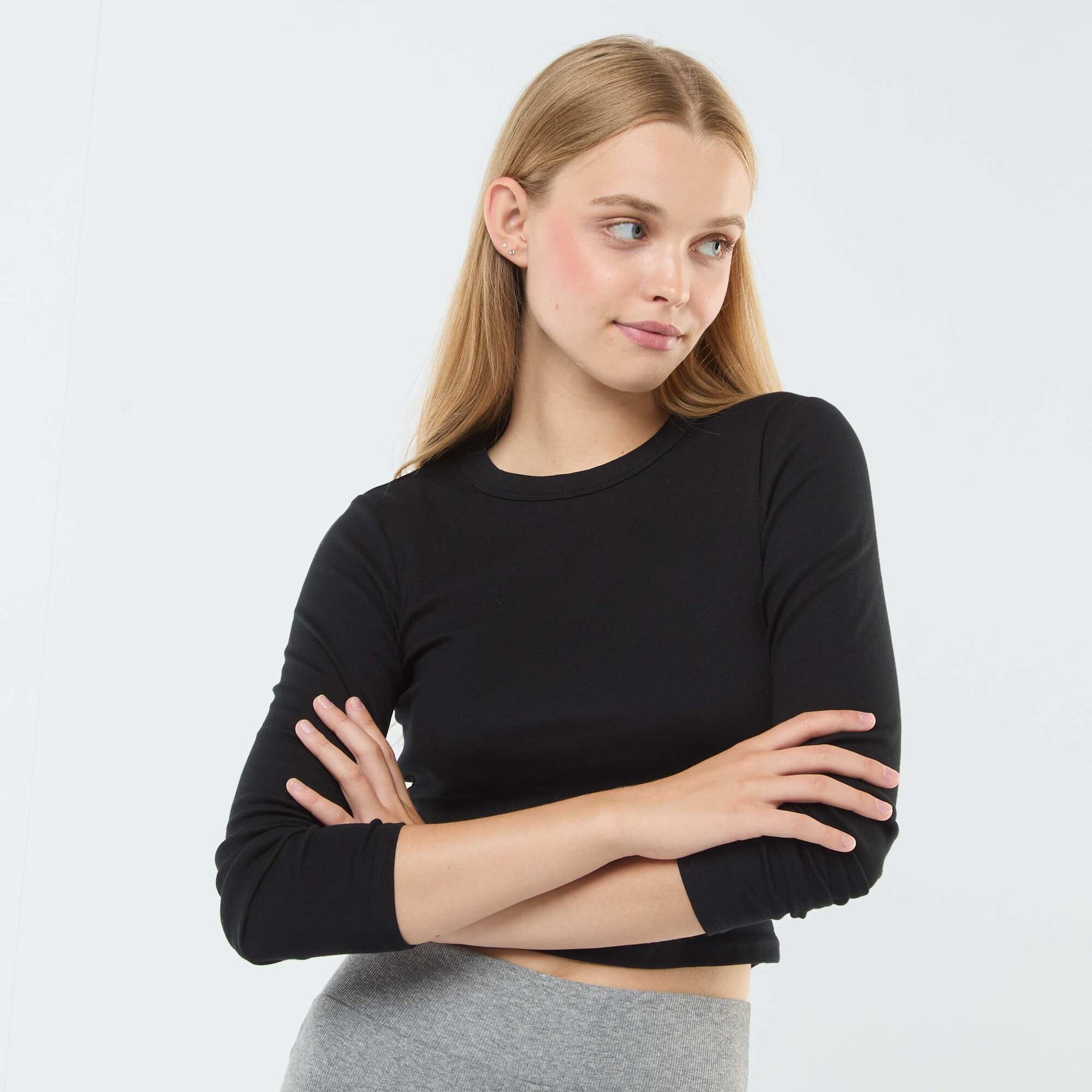 Tee-shirt cropped basique NOIR