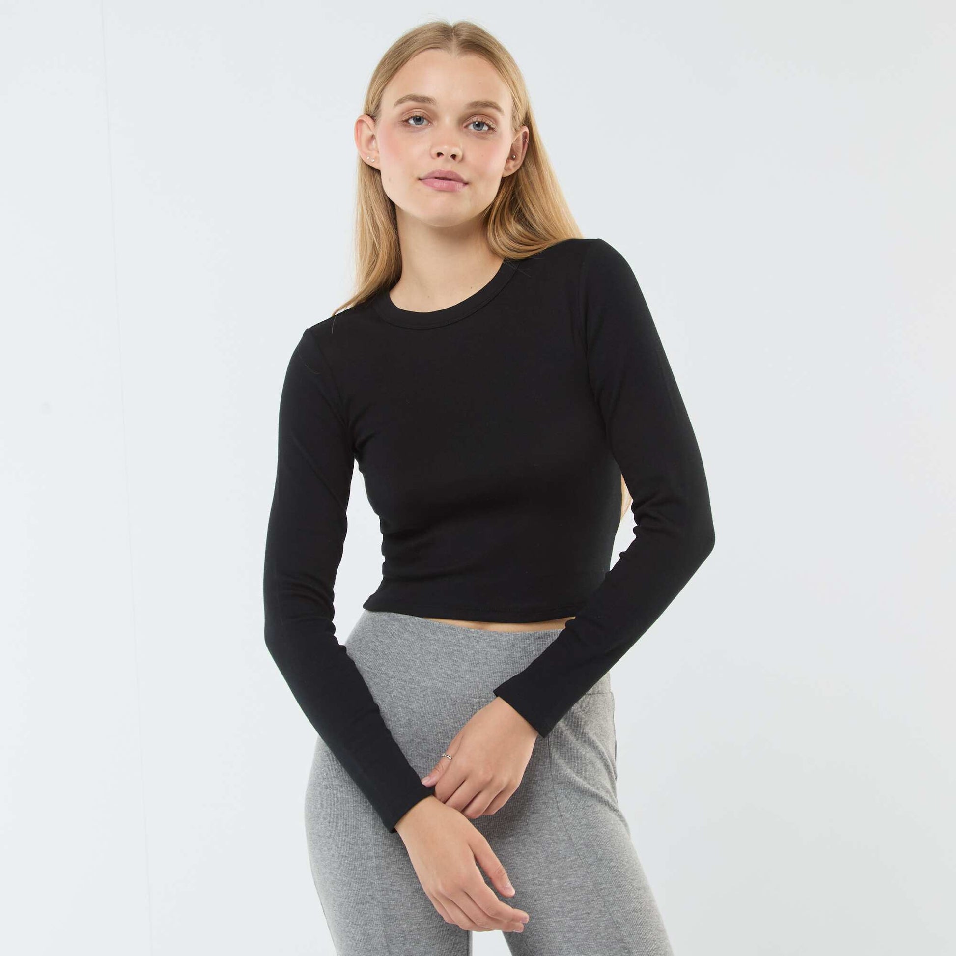 Tee-shirt cropped basique NOIR