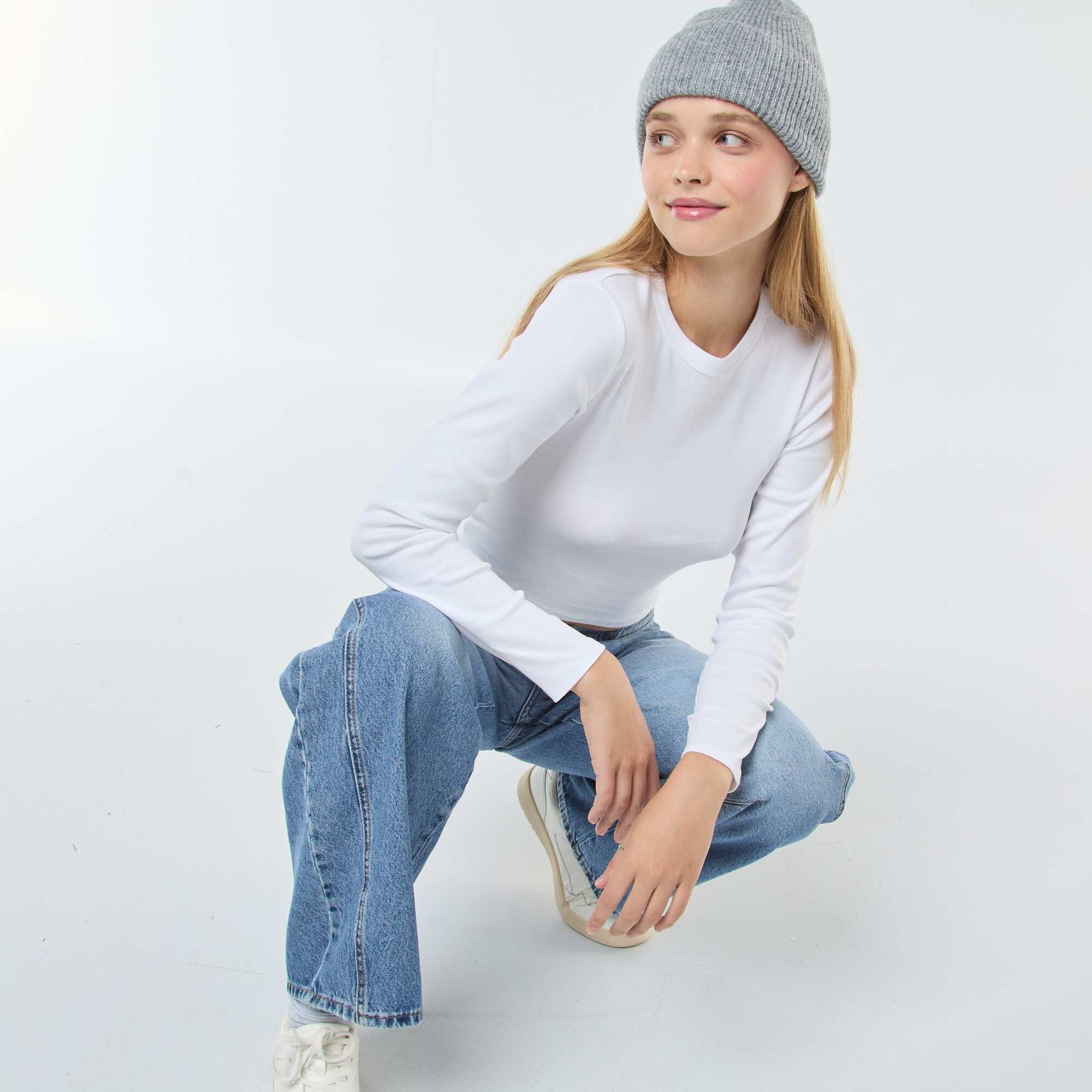 Tee-shirt cropped basique BLANC