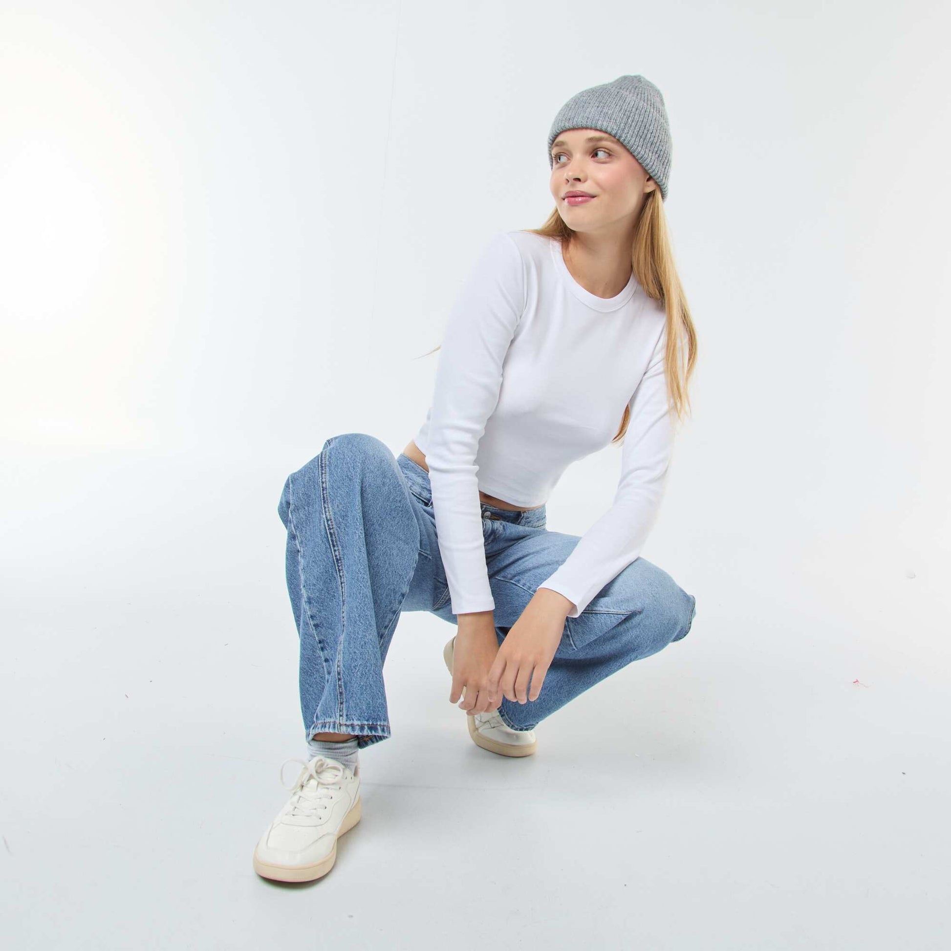 Tee-shirt cropped basique BLANC