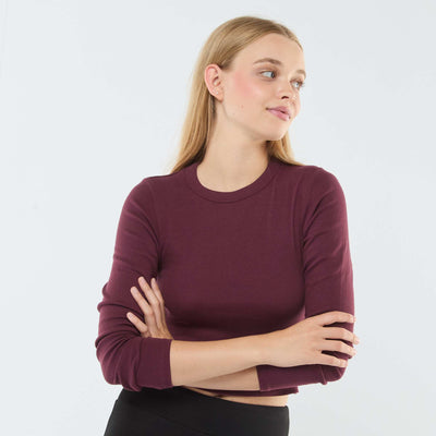 Tee-shirt cropped basique ROUGE
