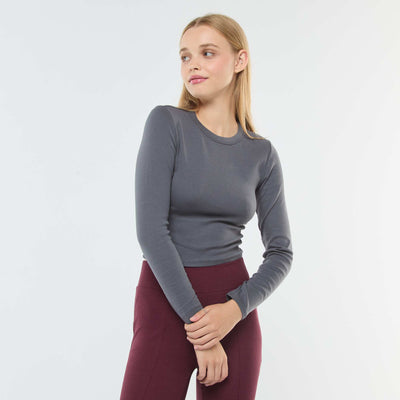 Tee-shirt cropped basique GRIS
