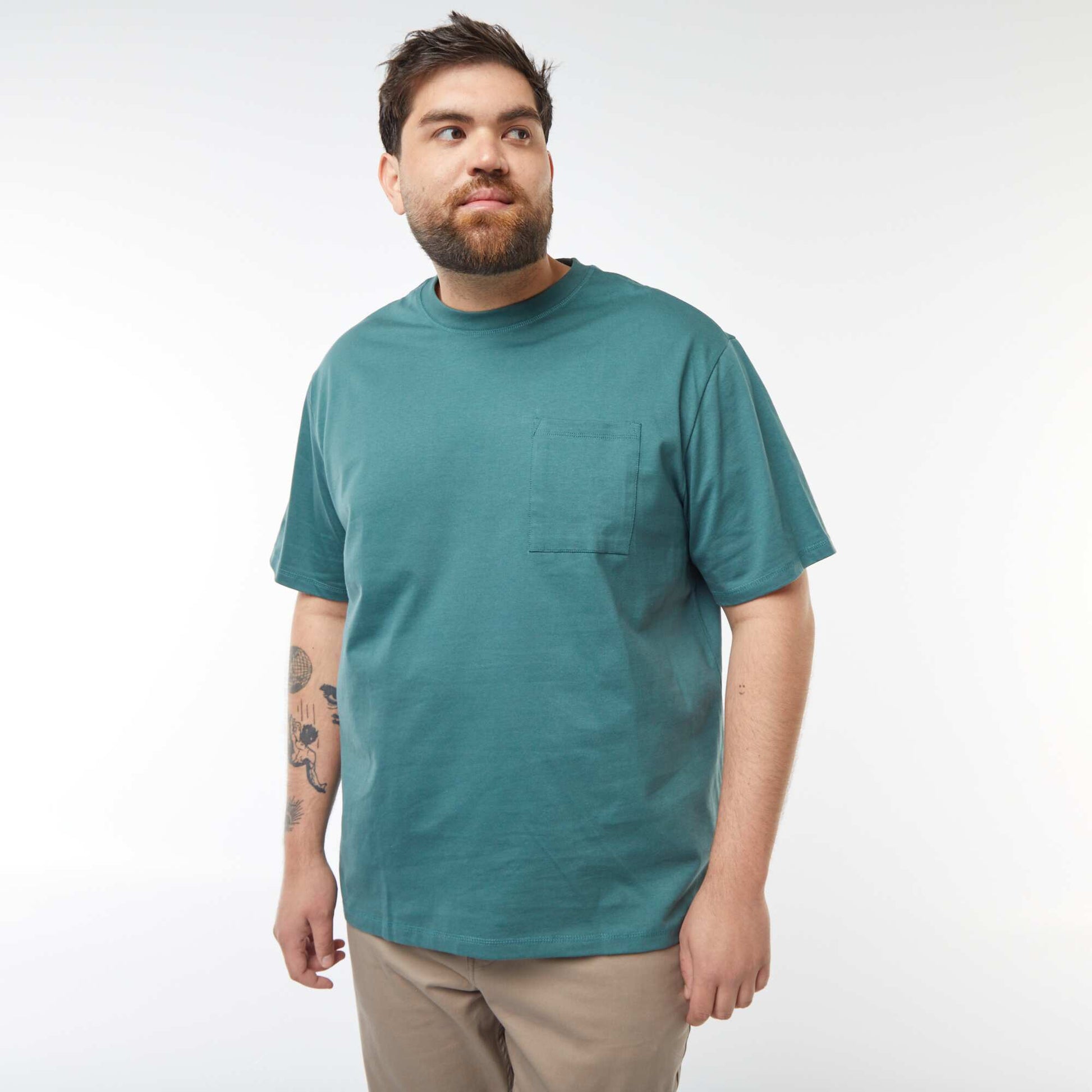 T-shirt uni manches courtes avec poche poitrine VERT