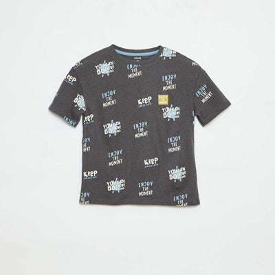 T-shirt manches courtes à motif NOIR