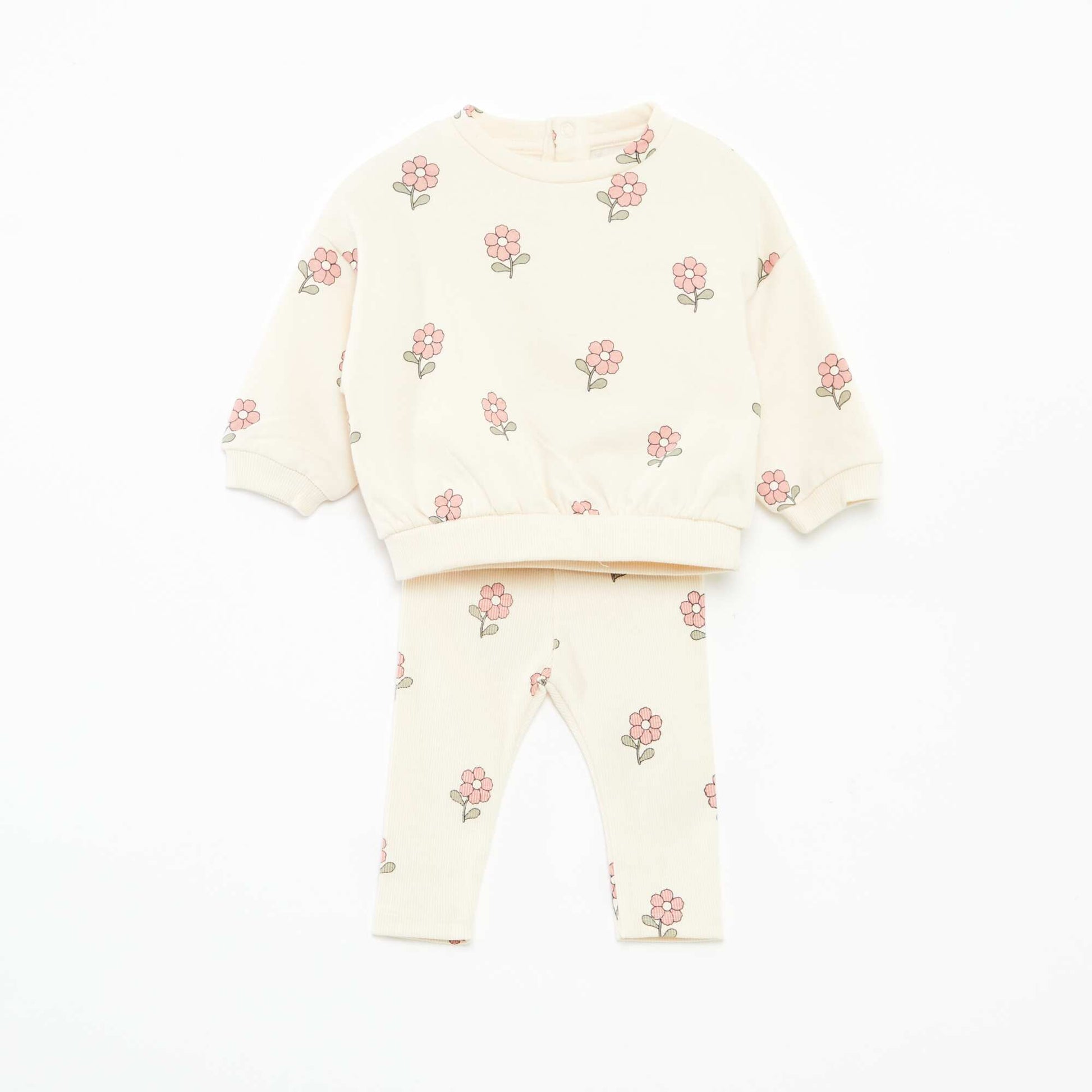 Ensemble jogging en molleton sweat + legging - 2 pièces ROSE