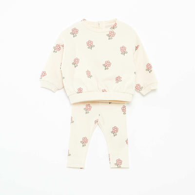 Ensemble jogging en molleton sweat + legging - 2 pièces ROSE