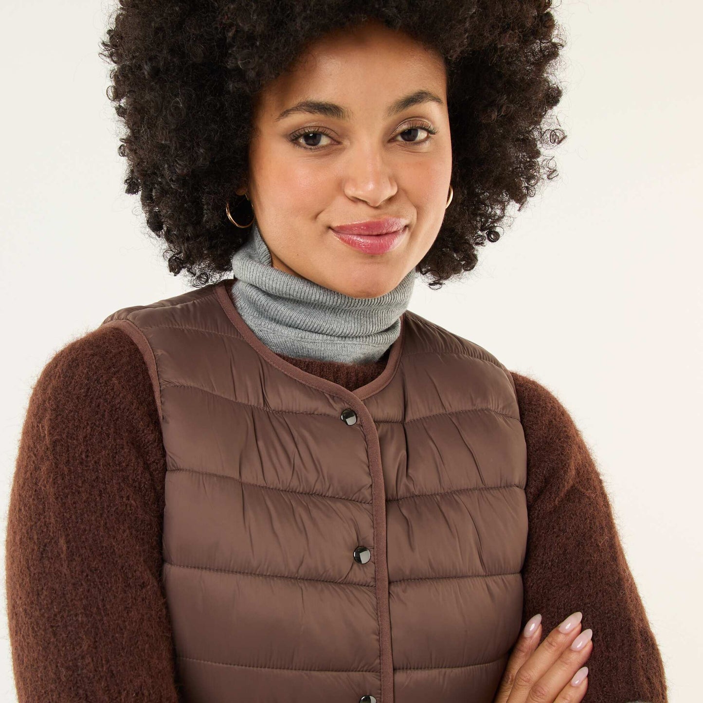 Doudoune légère matelassée sans manches MARRON