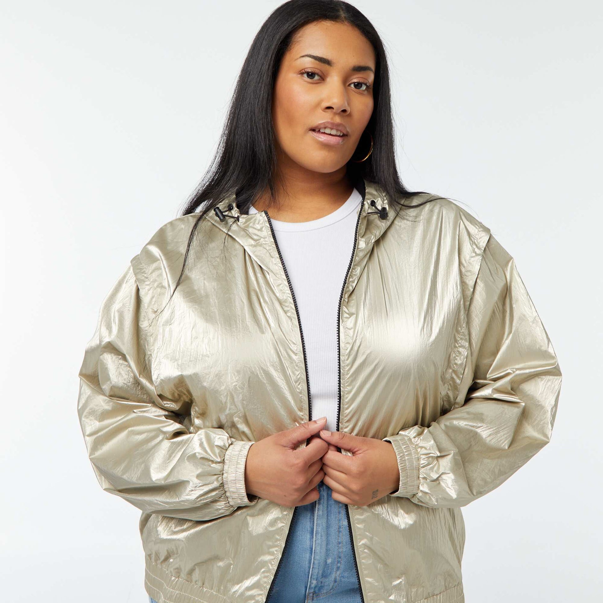 Blouson doré à capuche JAUNE