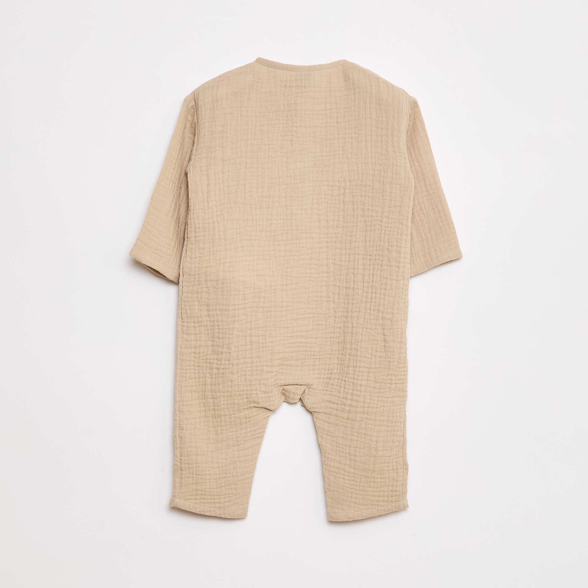 Combinaison en gaze de coton à manches longues BEIGE