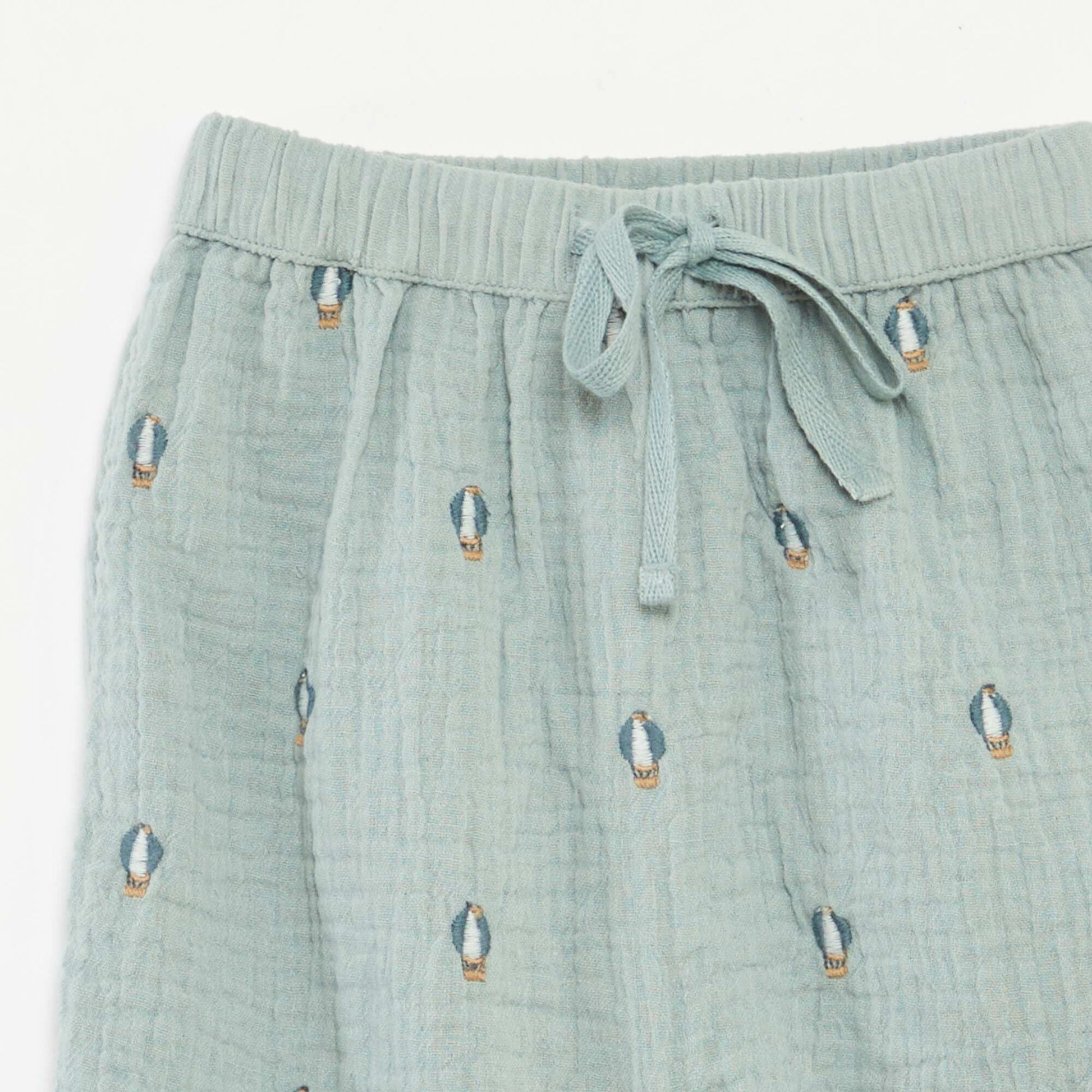 Pantalon en gaze de coton BLEU