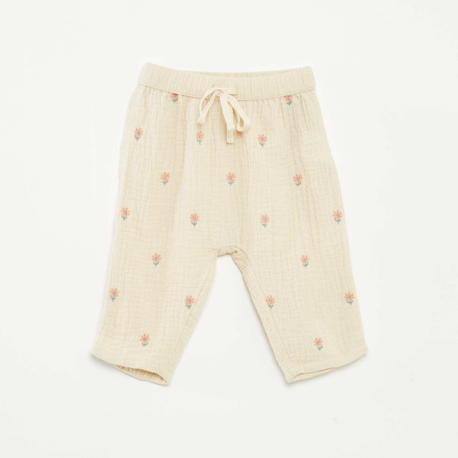 Pantalon en gaze de coton BEIGE