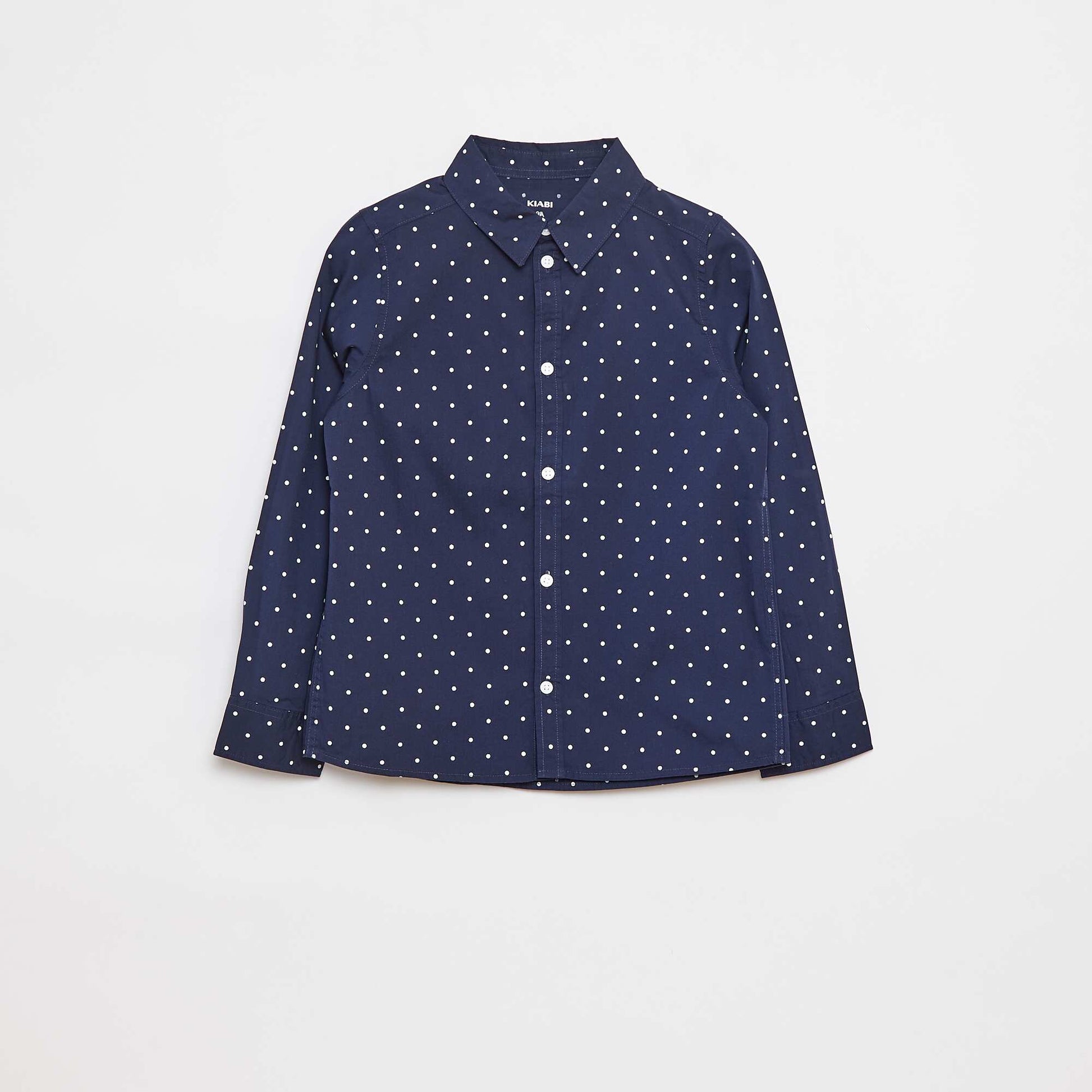 Chemise en popeline à manches longues BLEU
