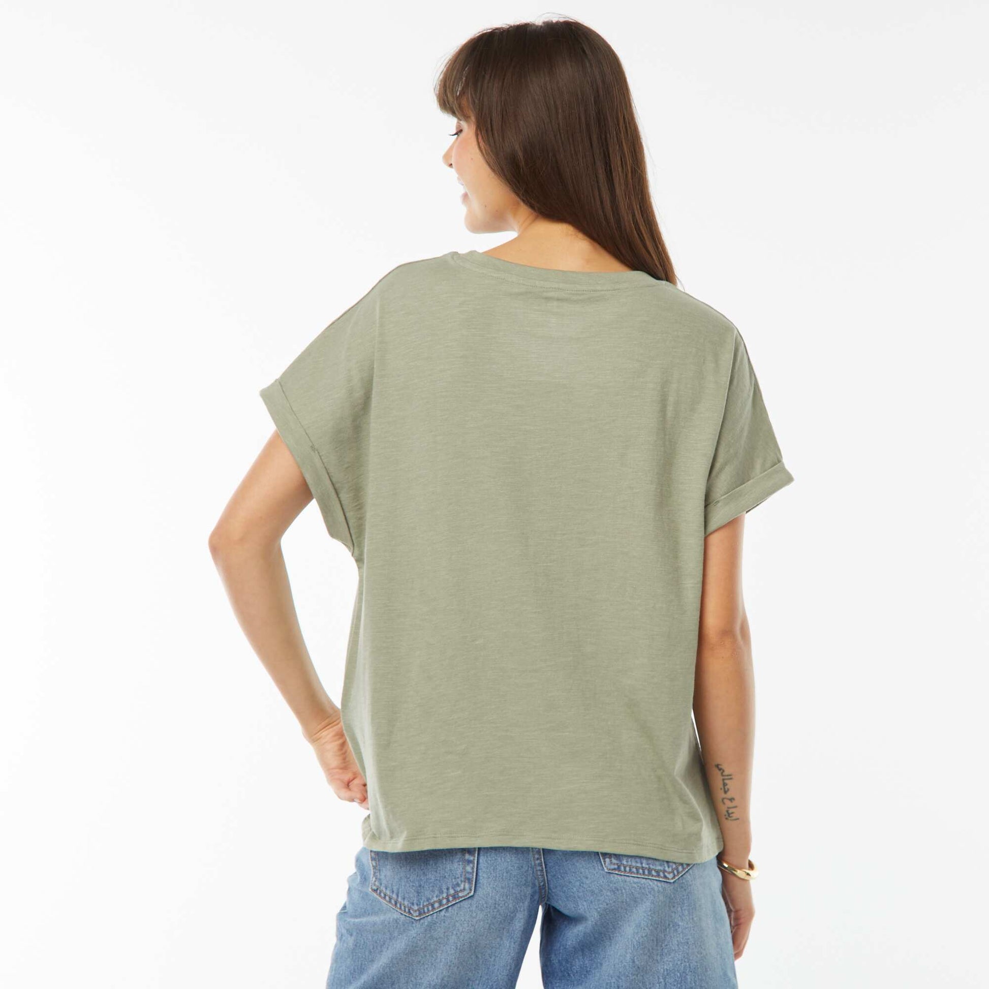 Tee-shirt manches courtes retroussées VERT
