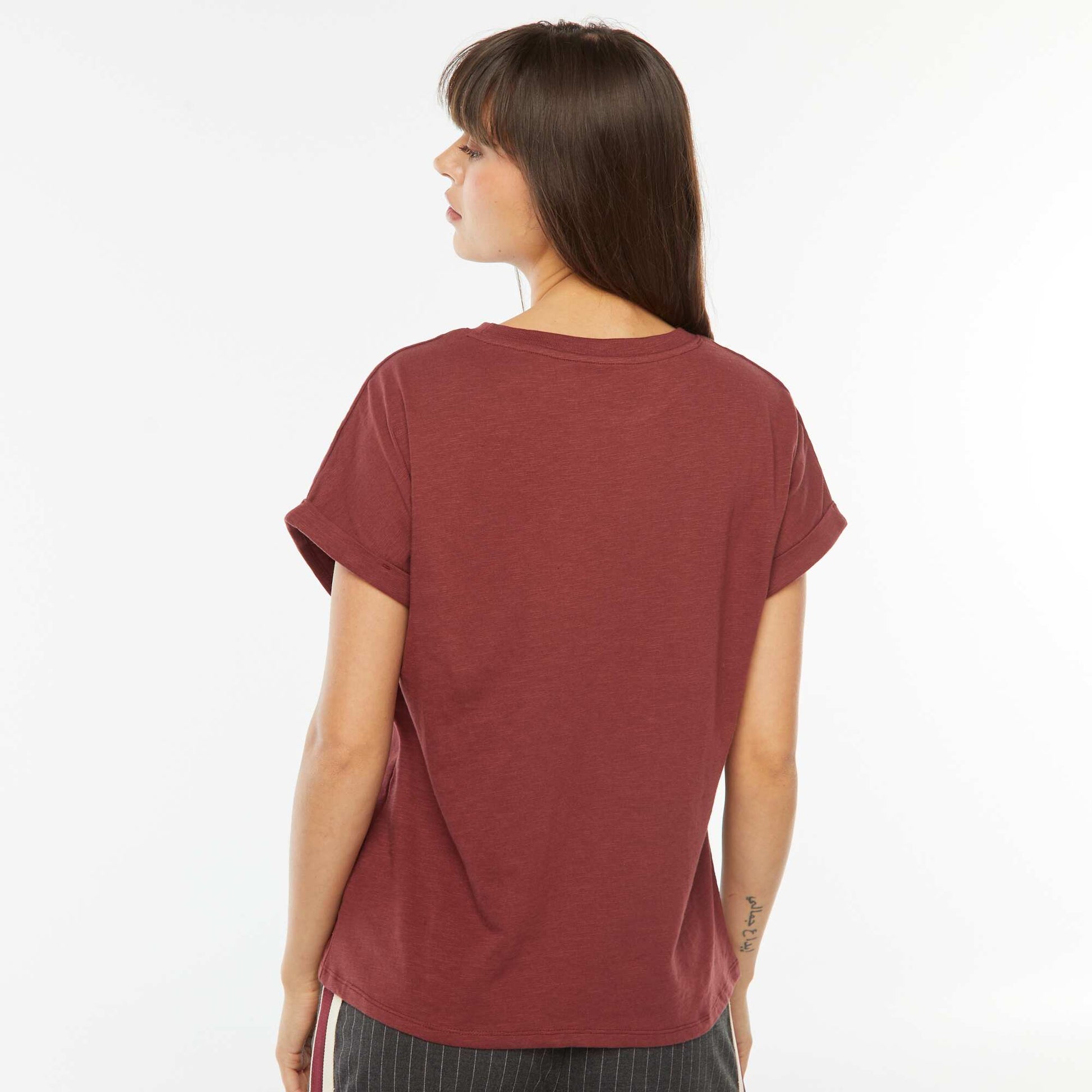 Tee-shirt manches courtes retroussées BORDEAUX