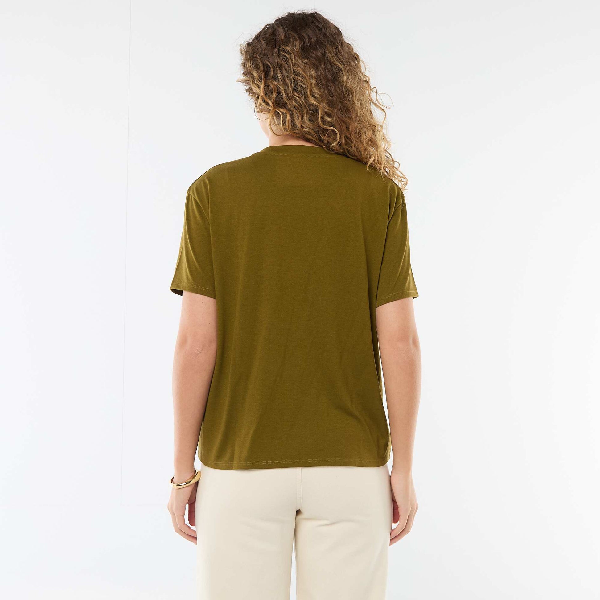 Tee-shirt manches courtes avec encolure en V KAKI