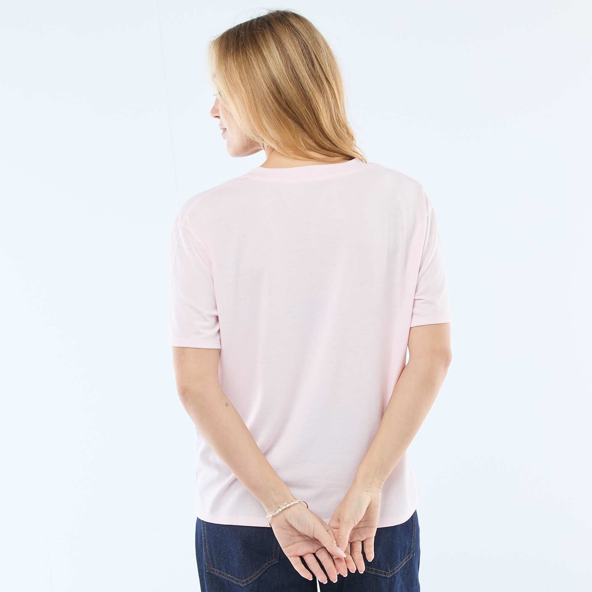 Tee-shirt manches courtes avec encolure en V ROSE