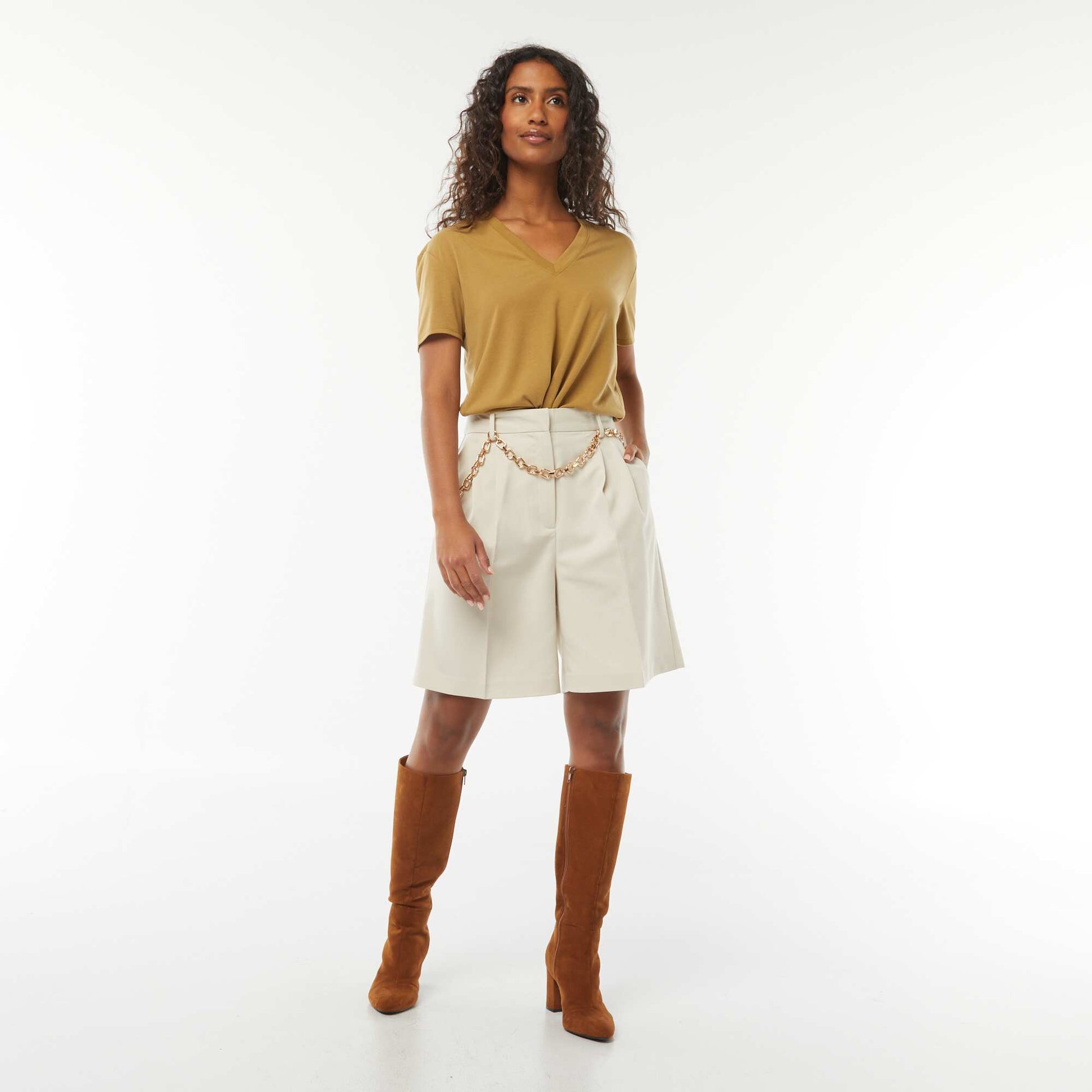 Tee-shirt manches courtes avec encolure en V VERT
