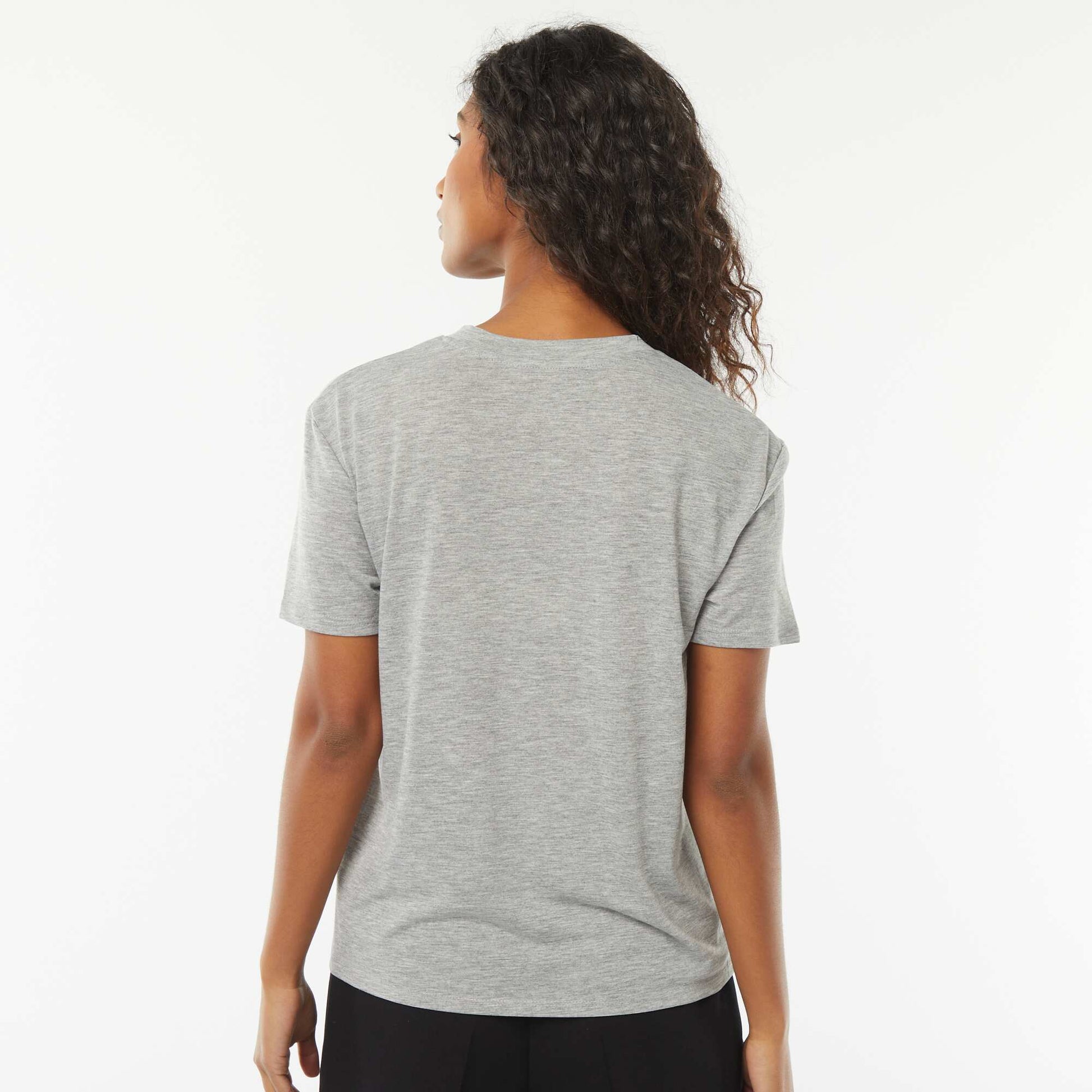 Tee-shirt manches courtes avec encolure en V GRIS