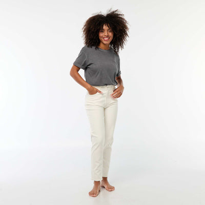Jean coupe mom - L30 BLANC