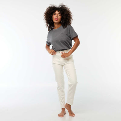 Jean coupe mom - L28 BLANC