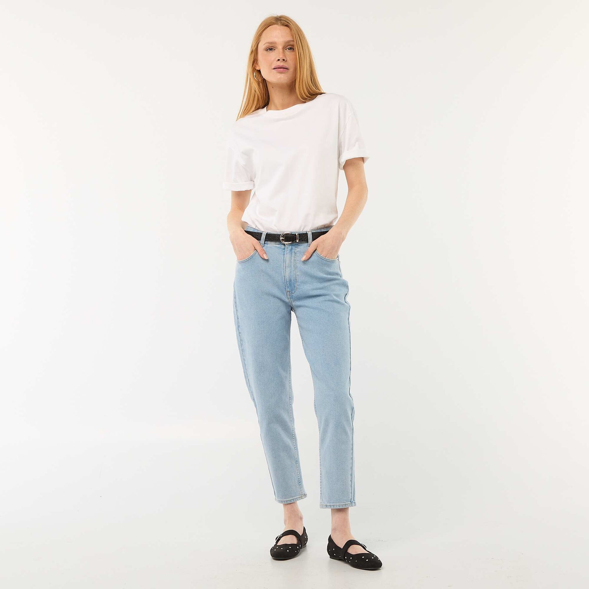 Jean coupe mom - L28 BLEU