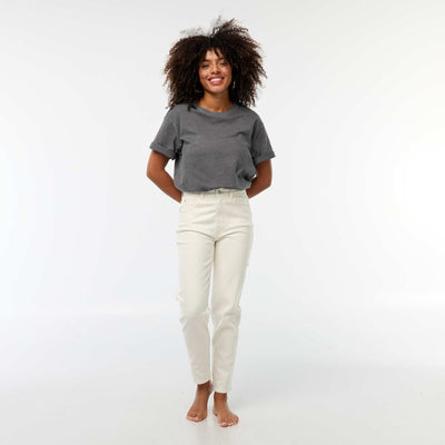 Jean coupe mom - L32 BLANC
