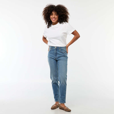 Jean coupe mom - L32 BLEU