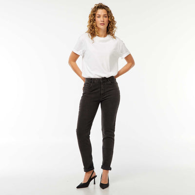 Jean mom 5 poches L34 NOIR